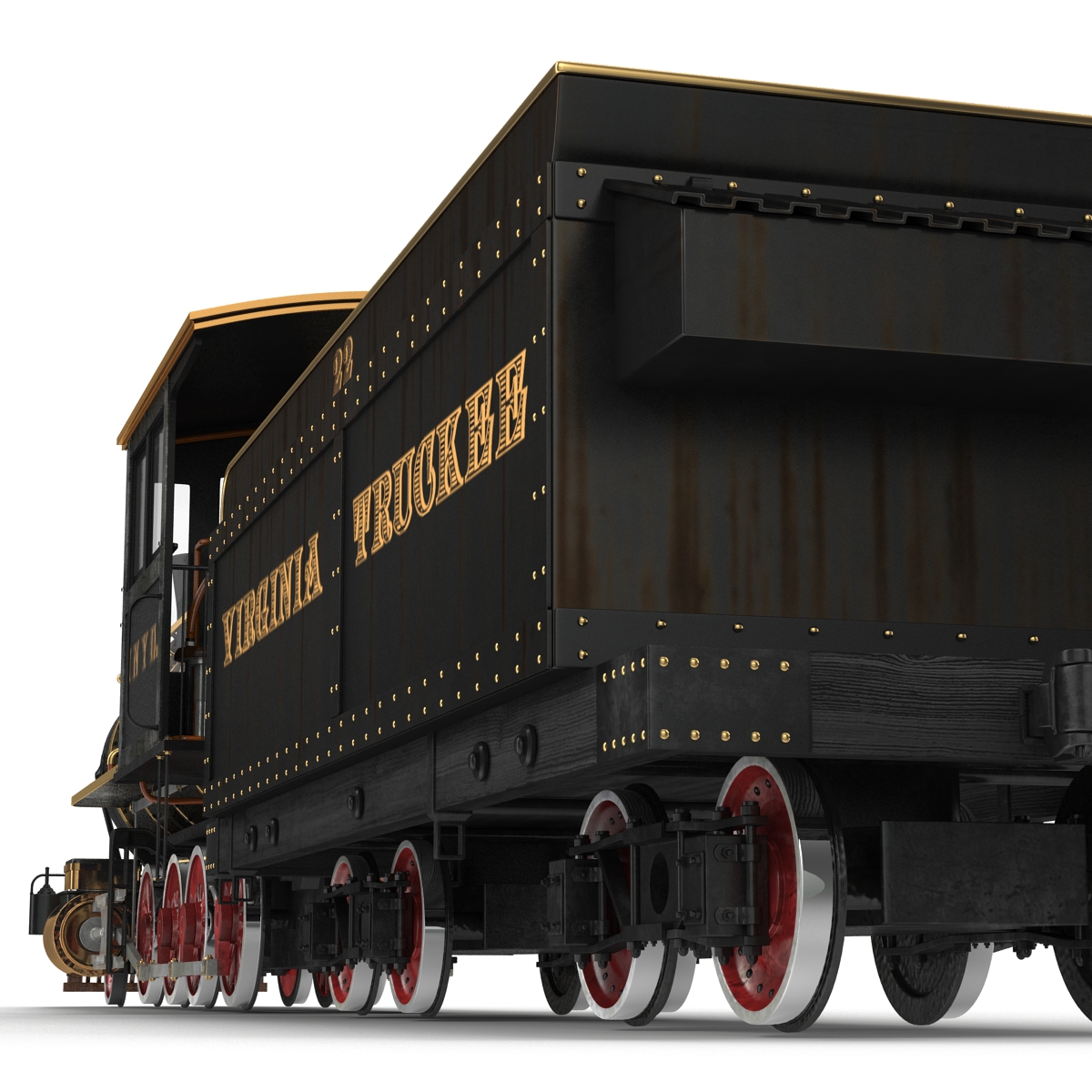 Steam Train with Wagon 4 3D model