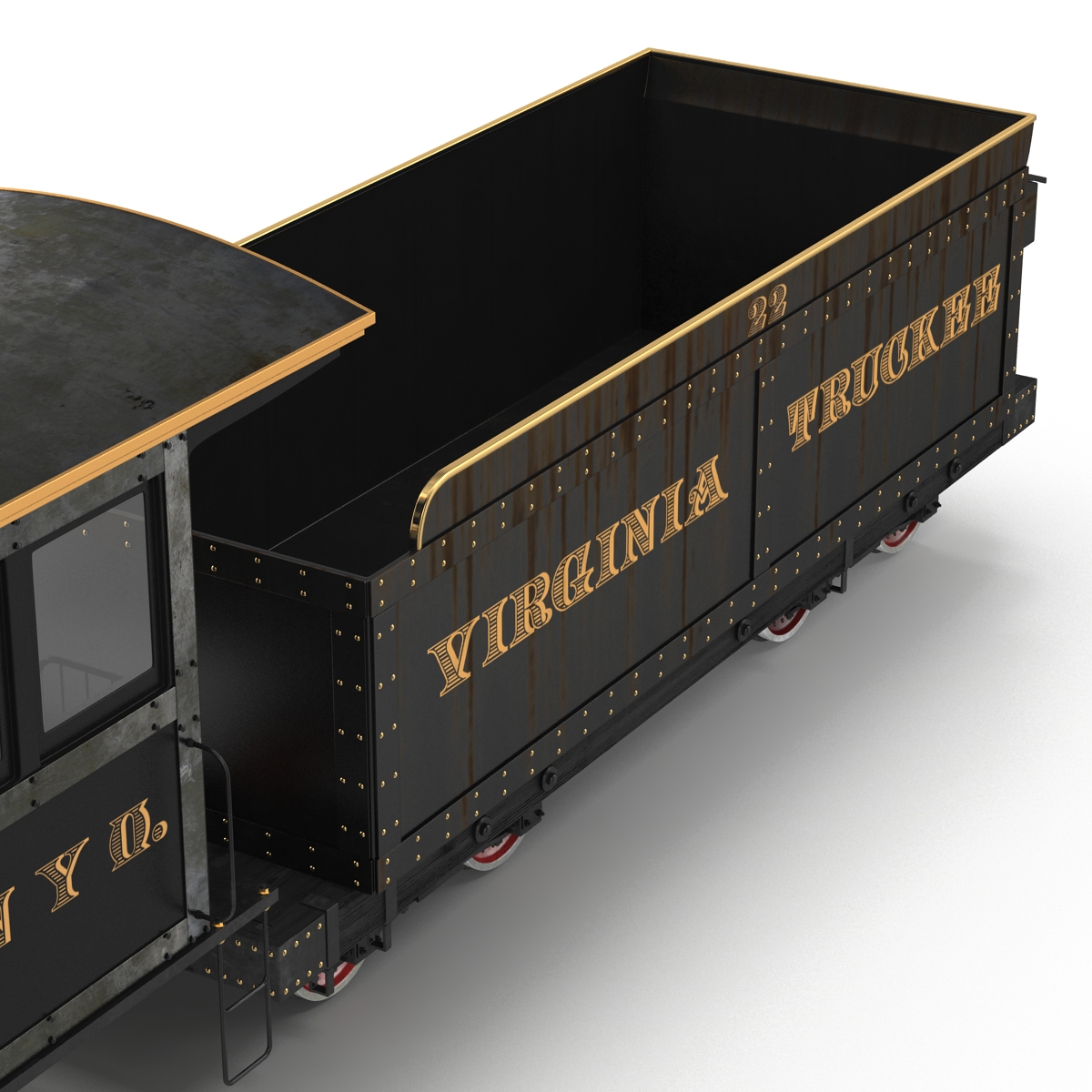 Steam Train with Wagon 4 3D model