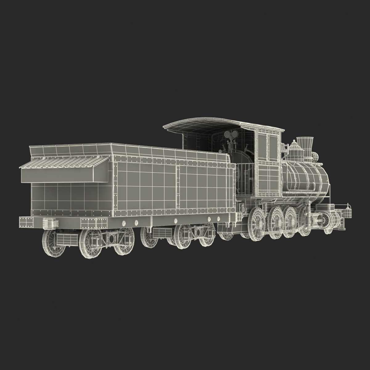 Steam Train with Wagon 4 3D model