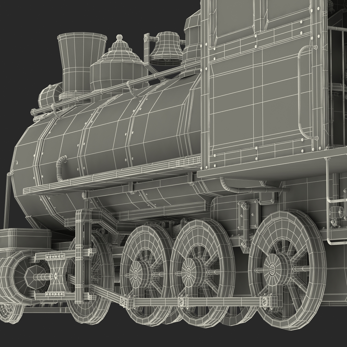 Steam Train with Wagon 4 3D model