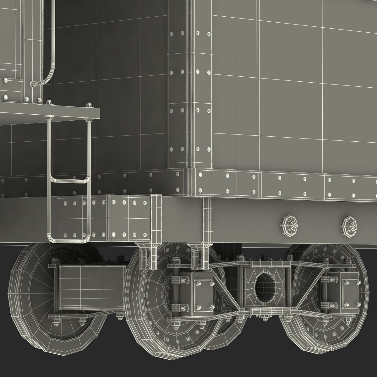 Steam Train with Wagon 4 3D model