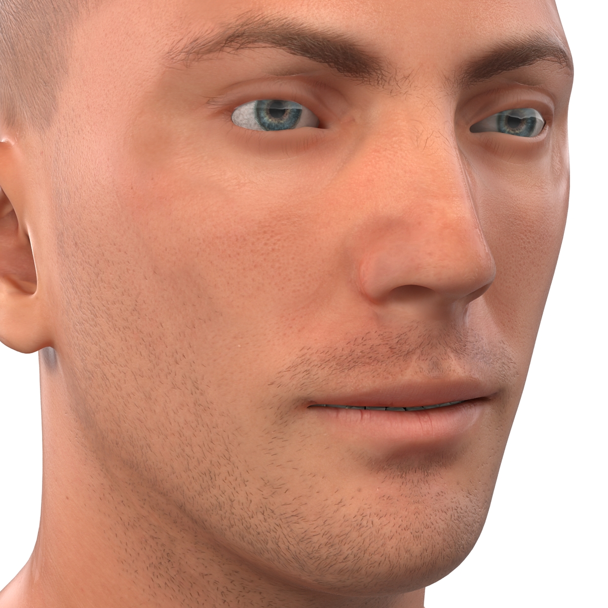 Caucasian Male Head 3D model