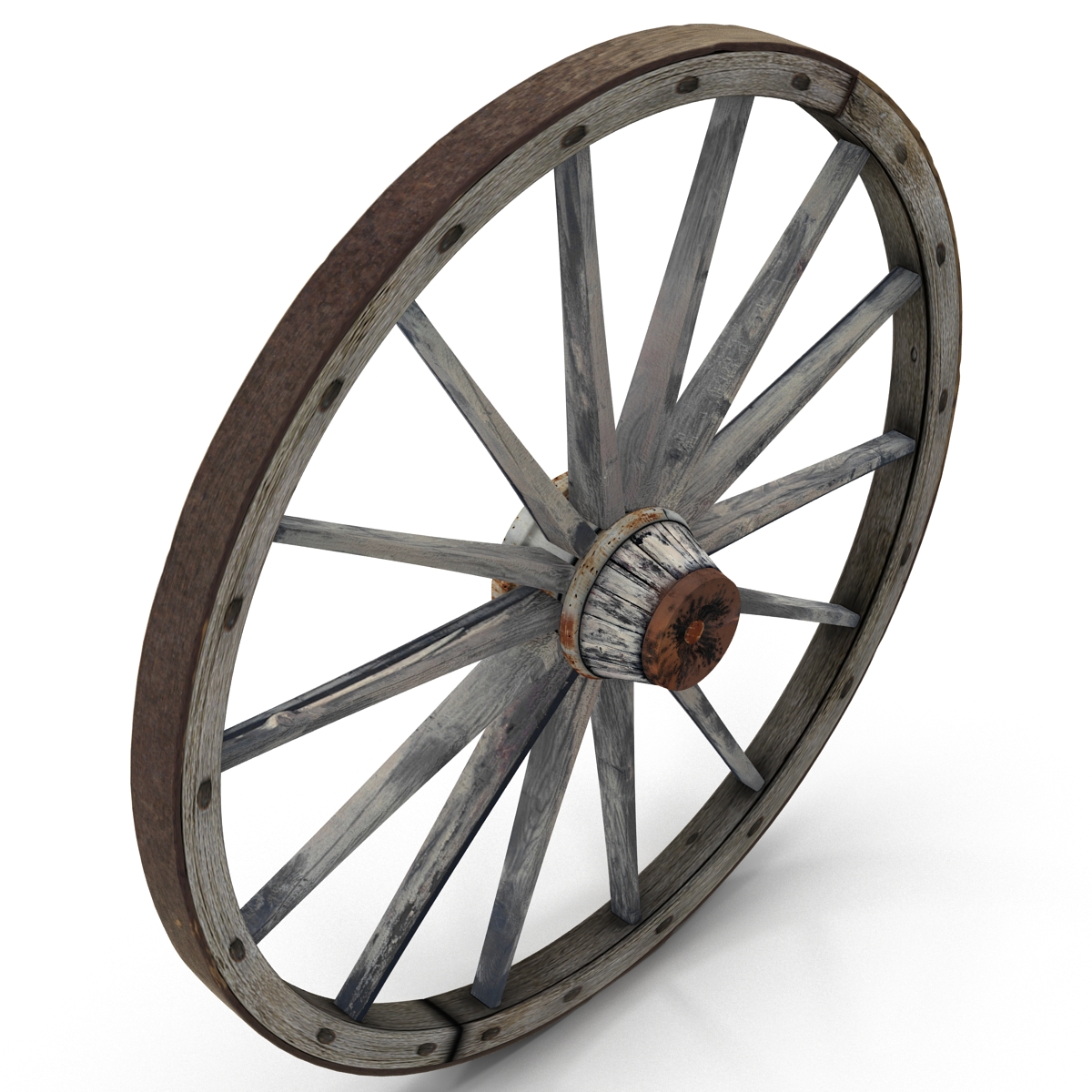 Old Wooden Wagon Wheel 3D