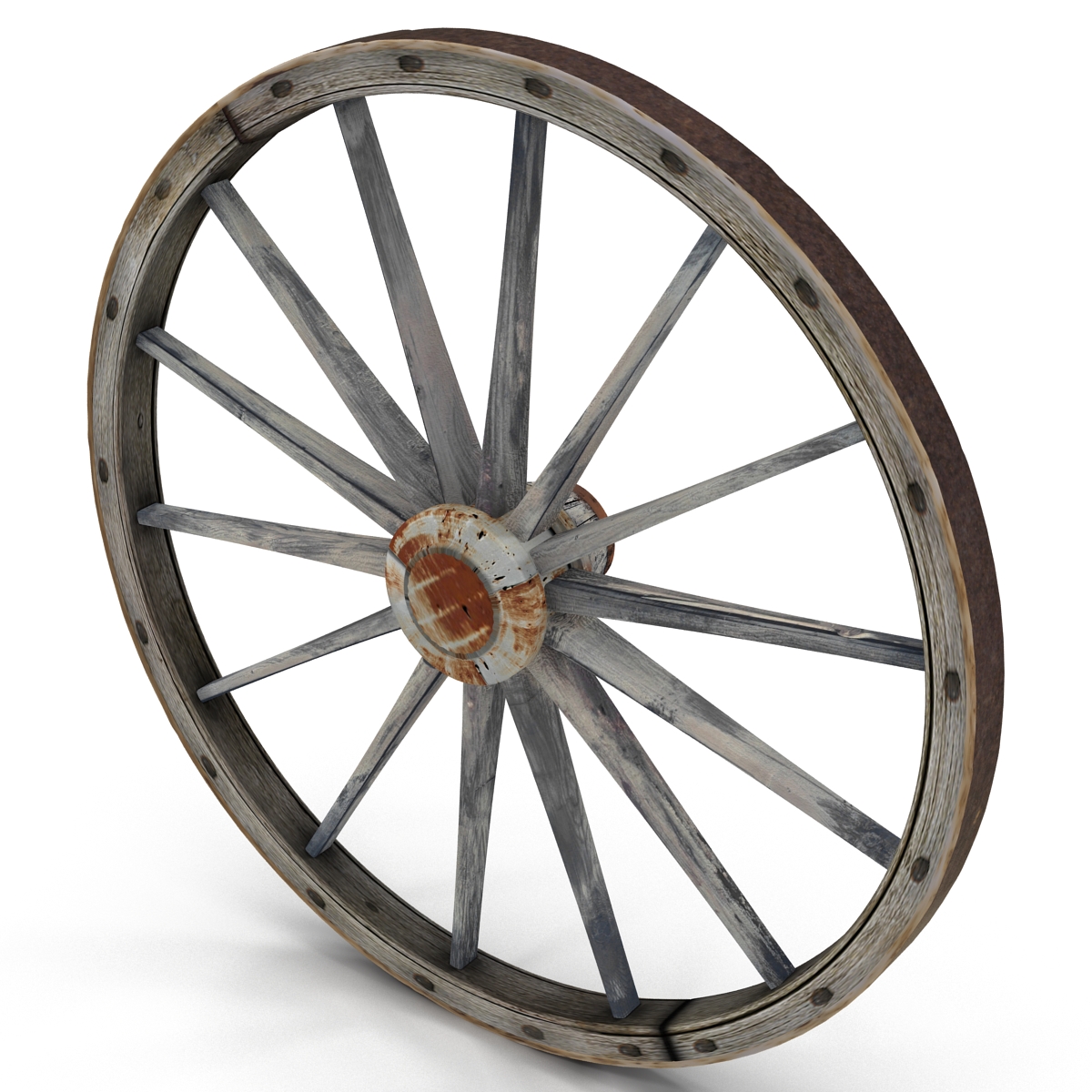 Old Wooden Wagon Wheel 3D