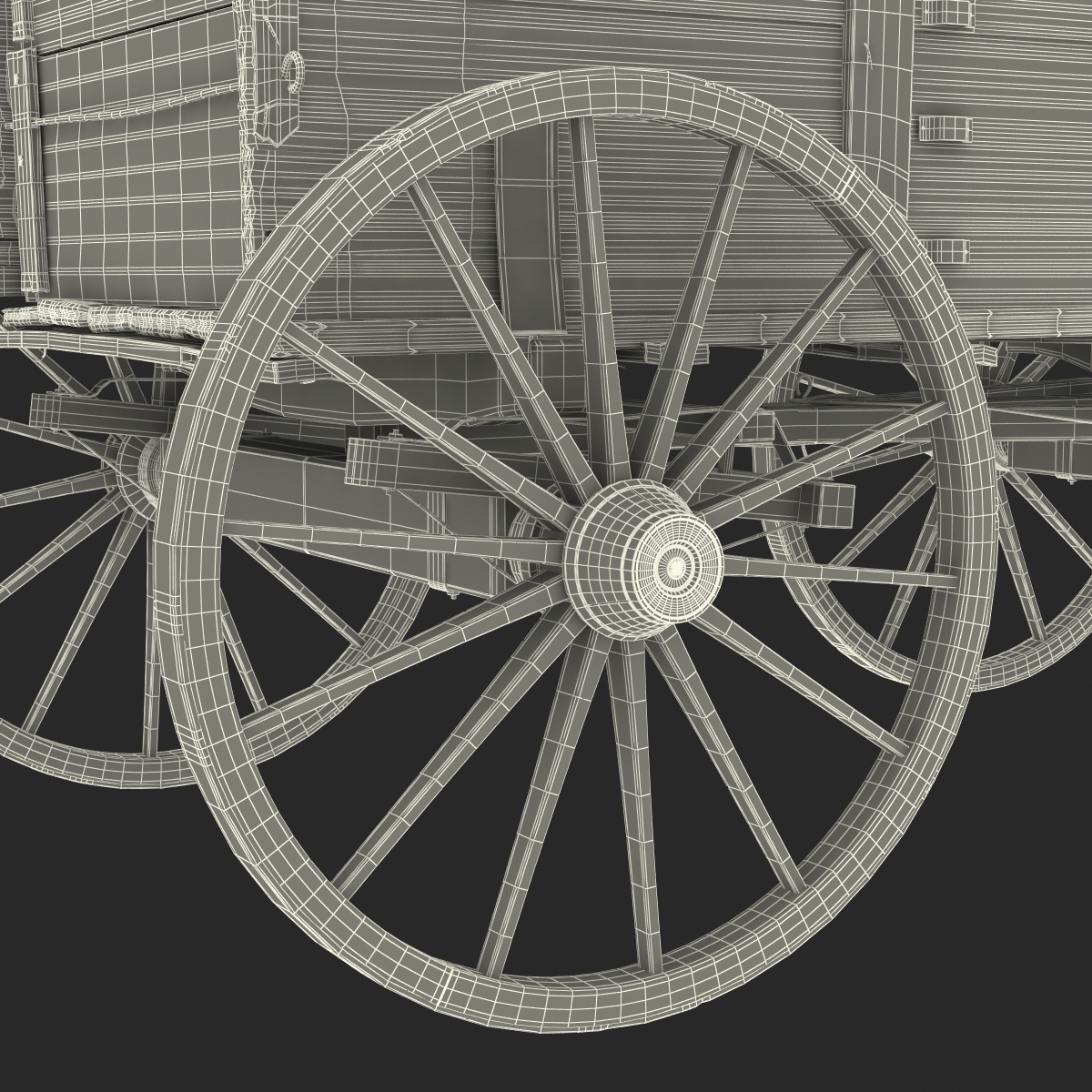 3D Old Wooden Wagon 2 model