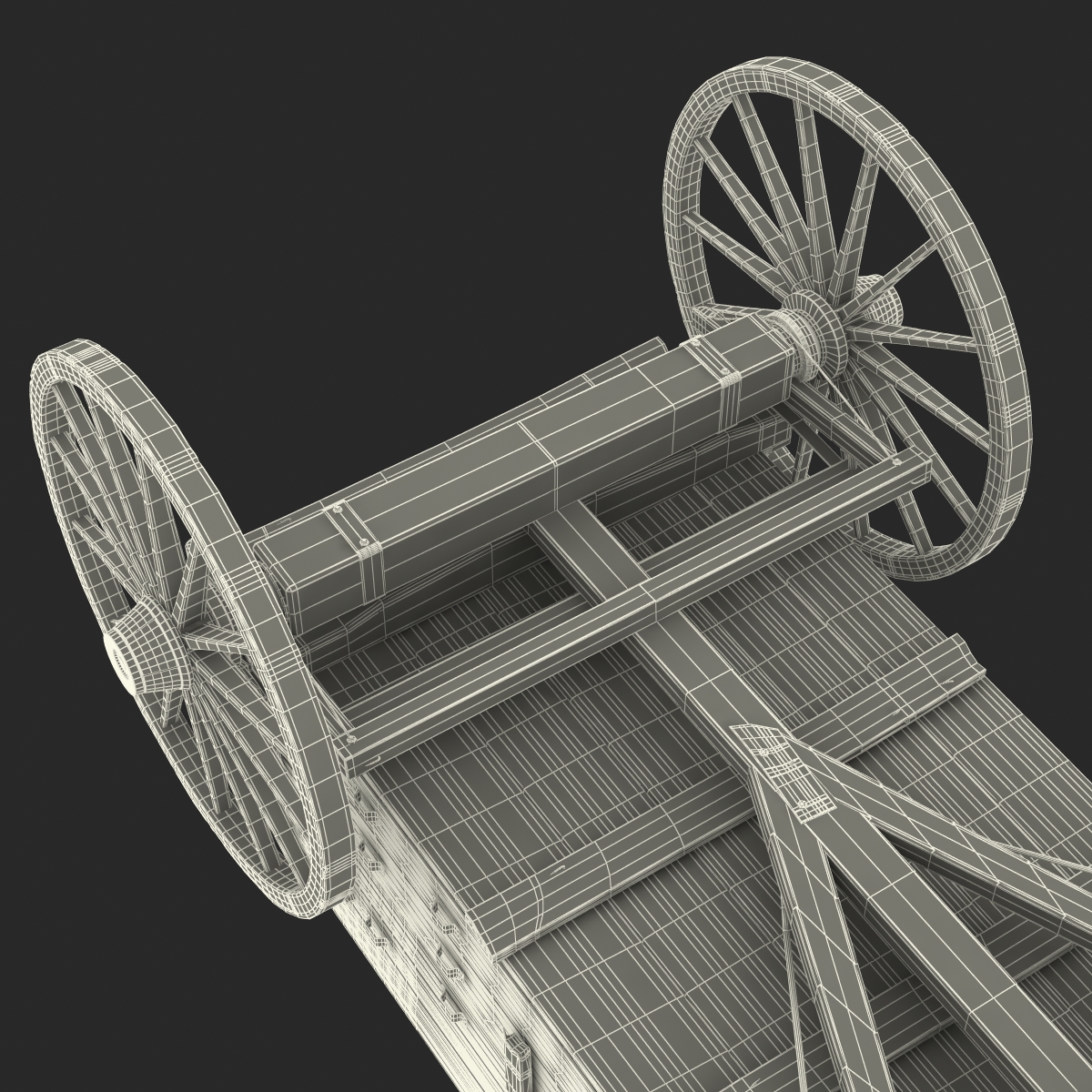 3D Old Wooden Wagon 2 model