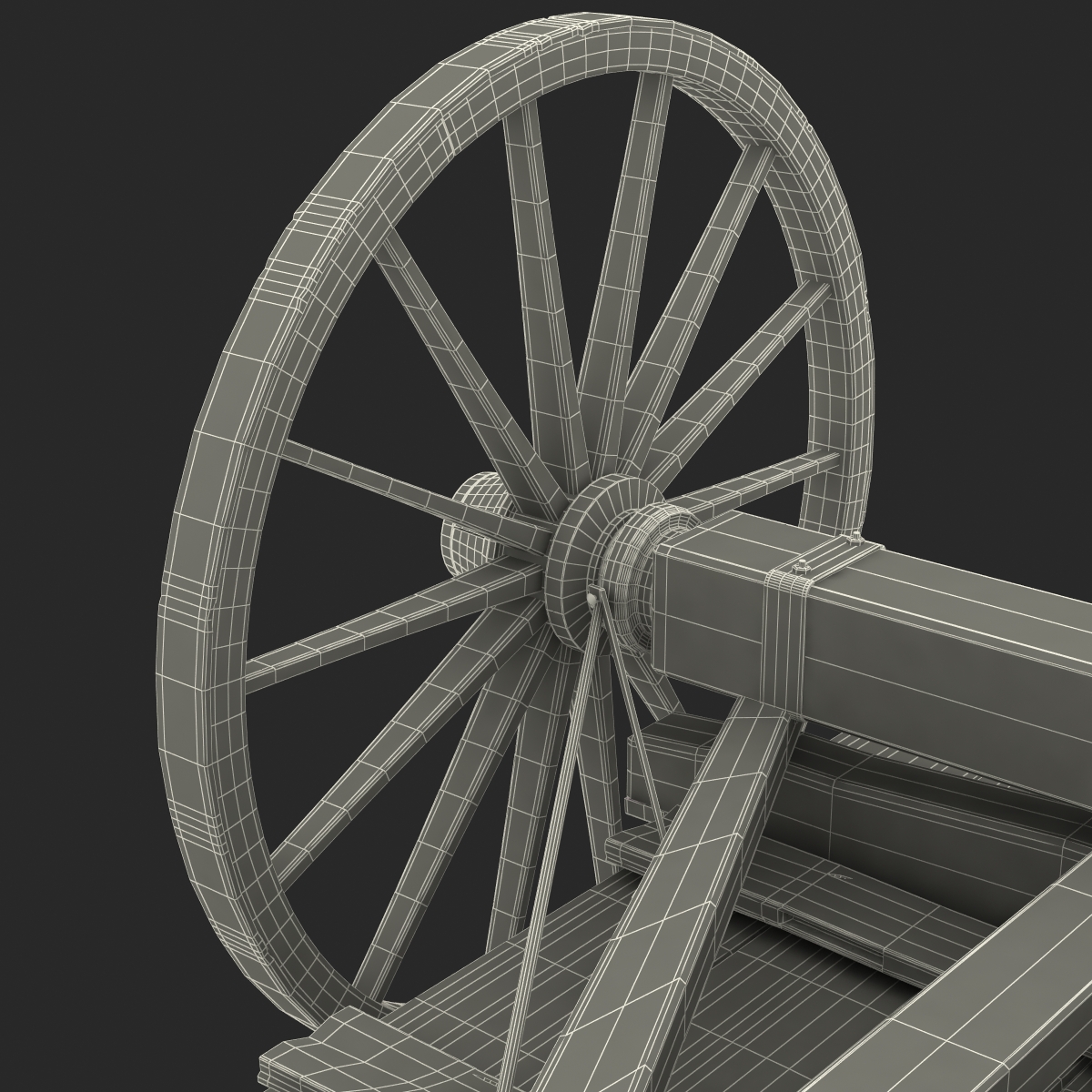 3D Old Wooden Wagon 2 model