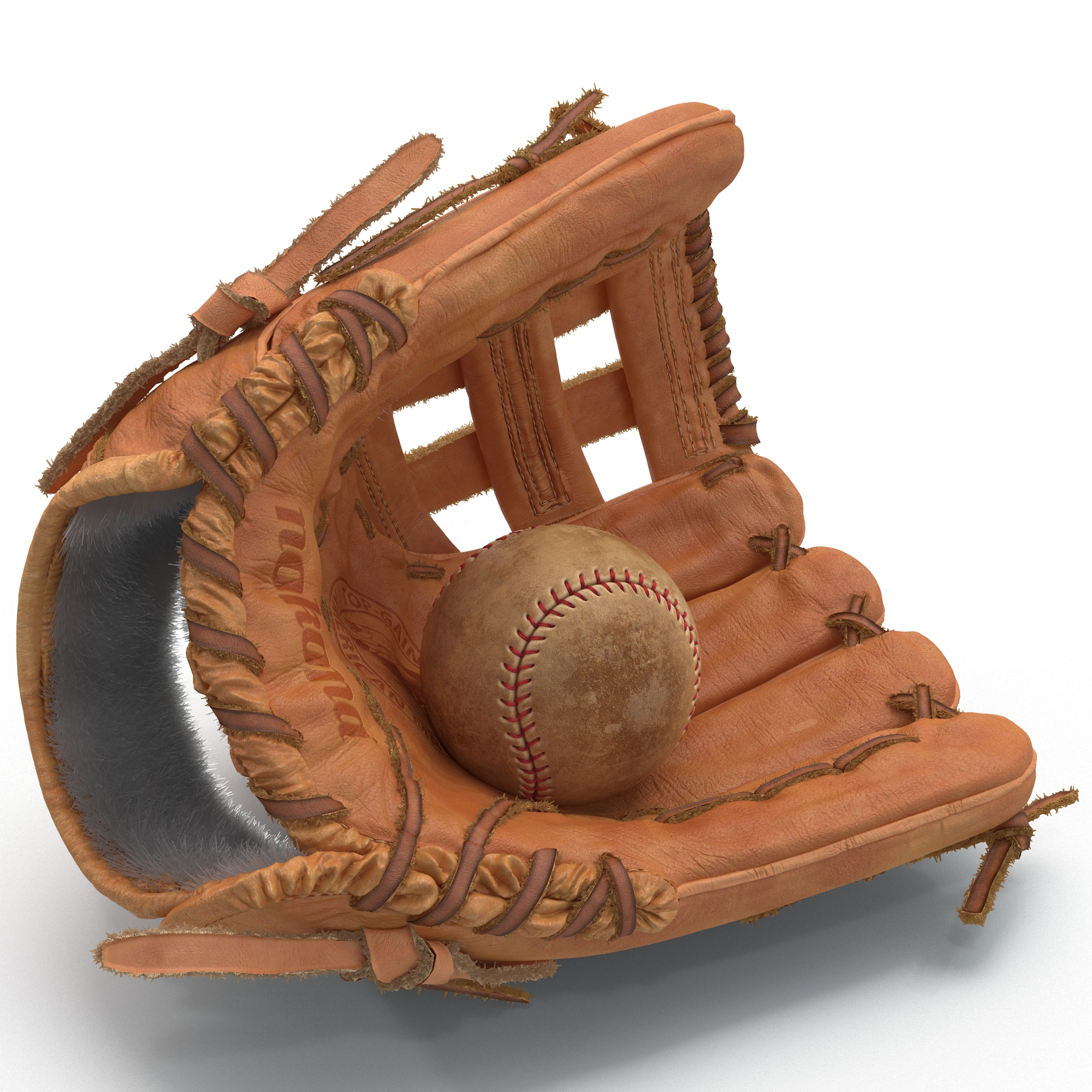 3D Baseball Glove And Ball model