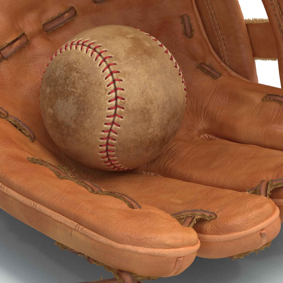 3D Baseball Glove And Ball model