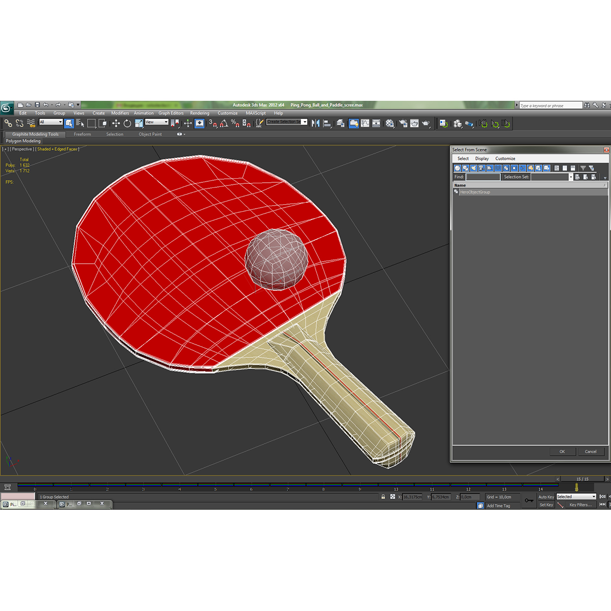 3D model Ping Pong Ball and Paddle