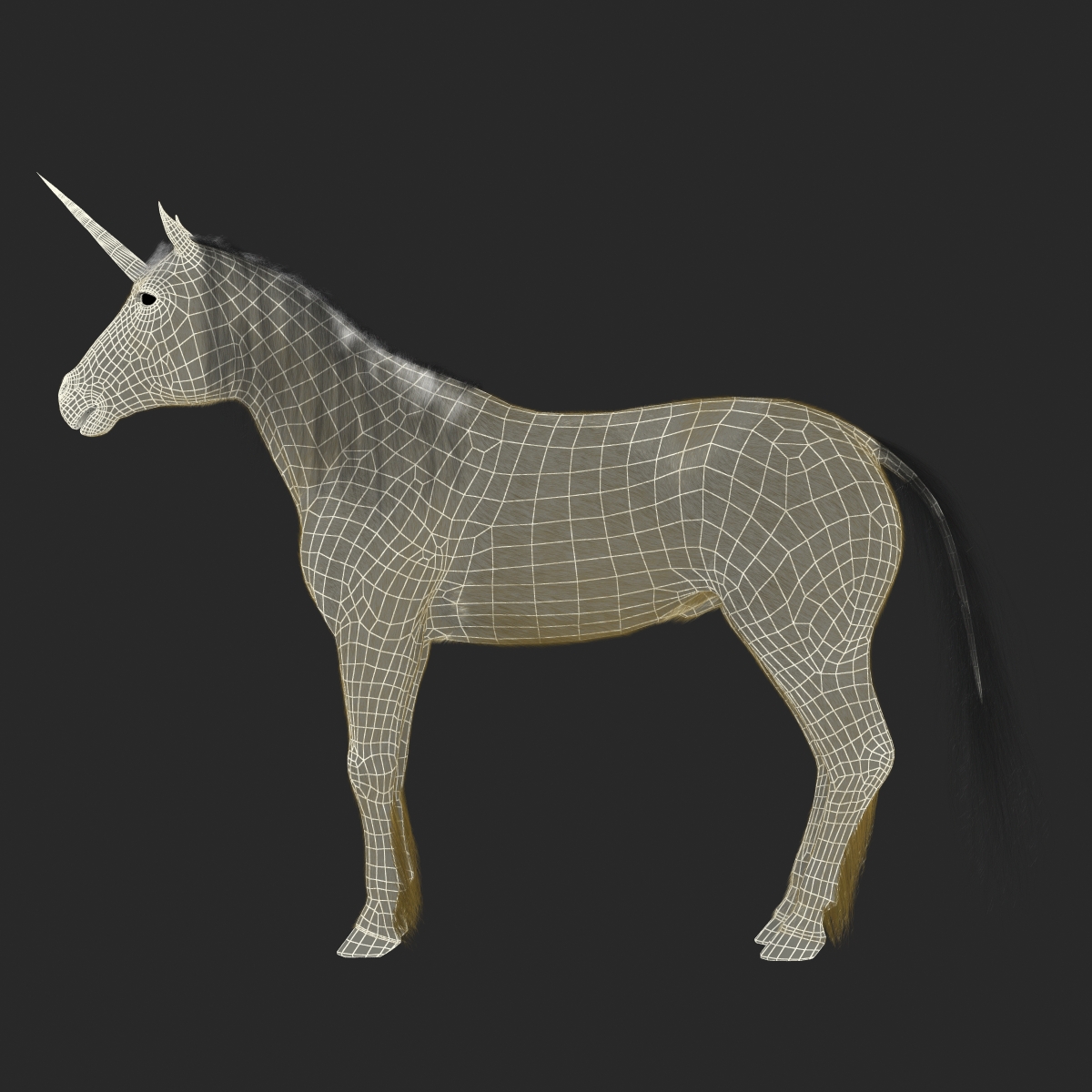 3D Unicorn with Fur 2 model