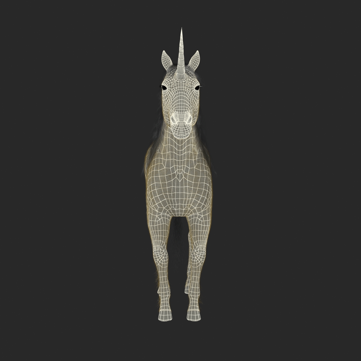 3D Unicorn with Fur 2 model