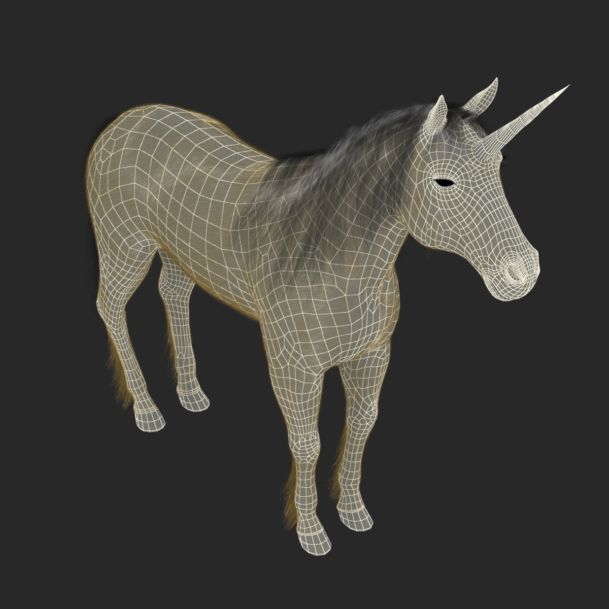 3D Unicorn with Fur 2 model