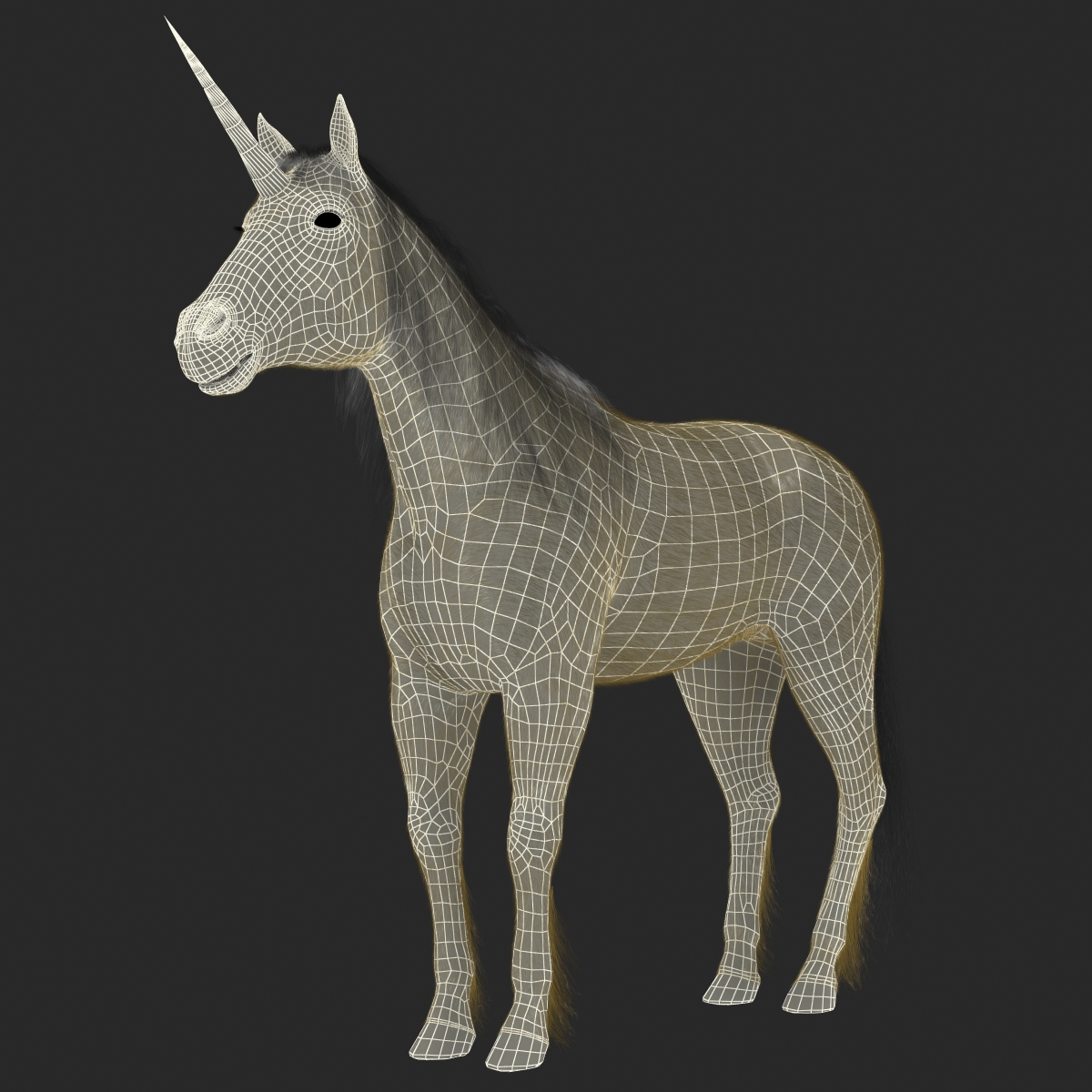 3D Unicorn with Fur 2 model