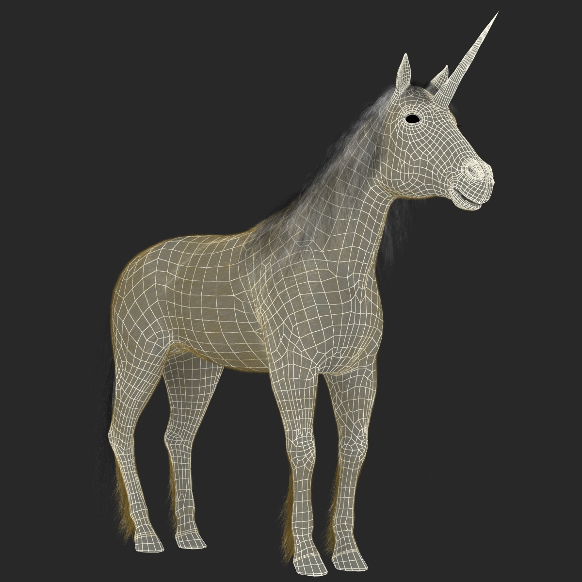 3D Unicorn with Fur 2 model