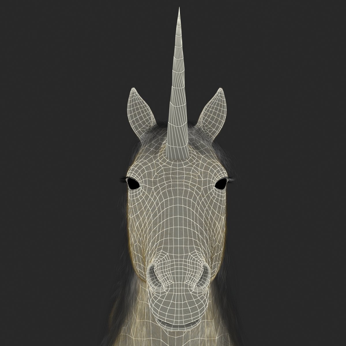 3D Unicorn with Fur 2 model