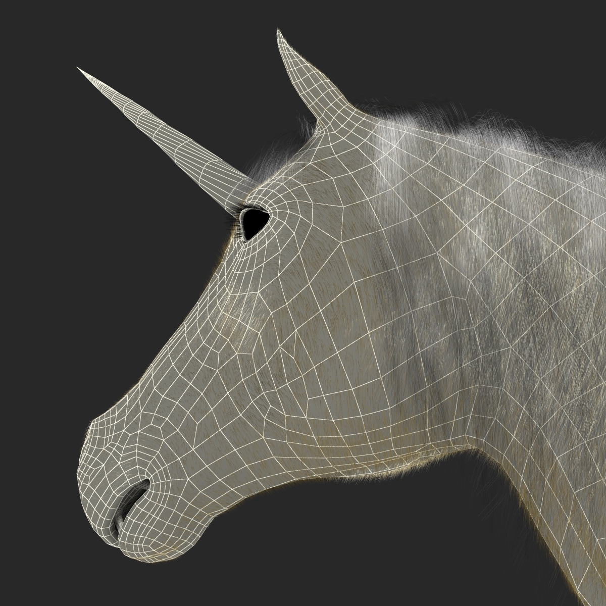 3D Unicorn with Fur 2 model