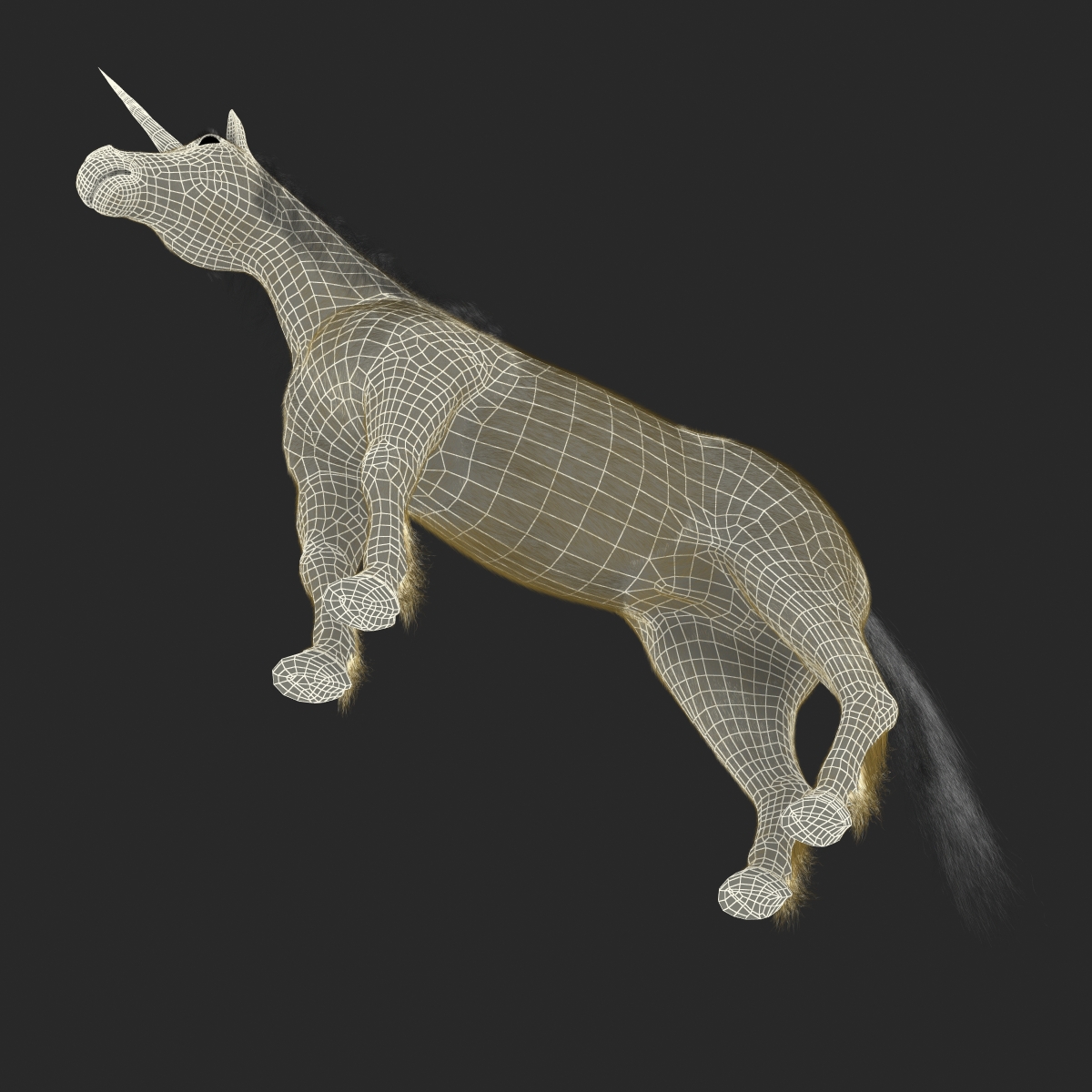 3D Unicorn with Fur 2 model