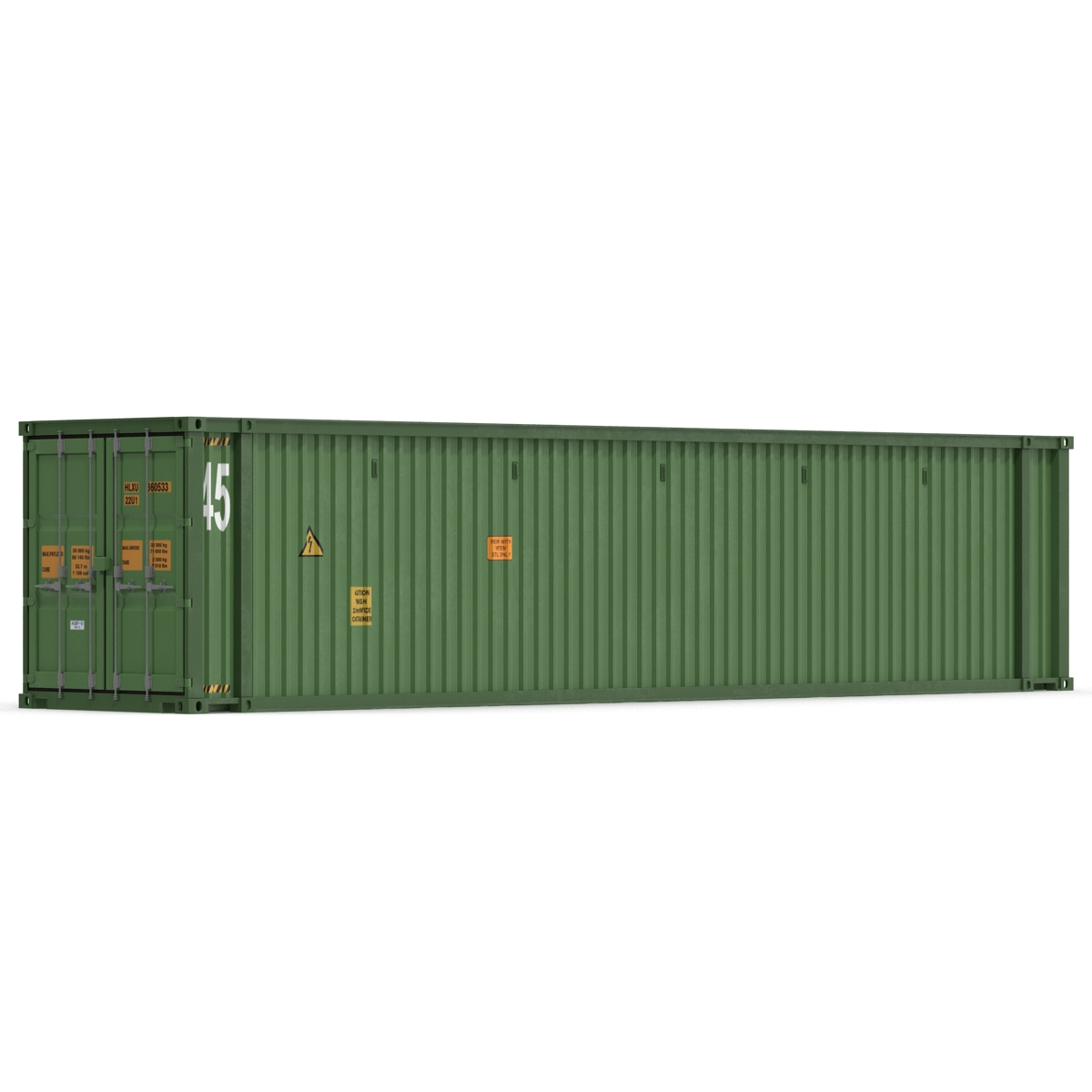 3D 45 ft High Cube Container Green