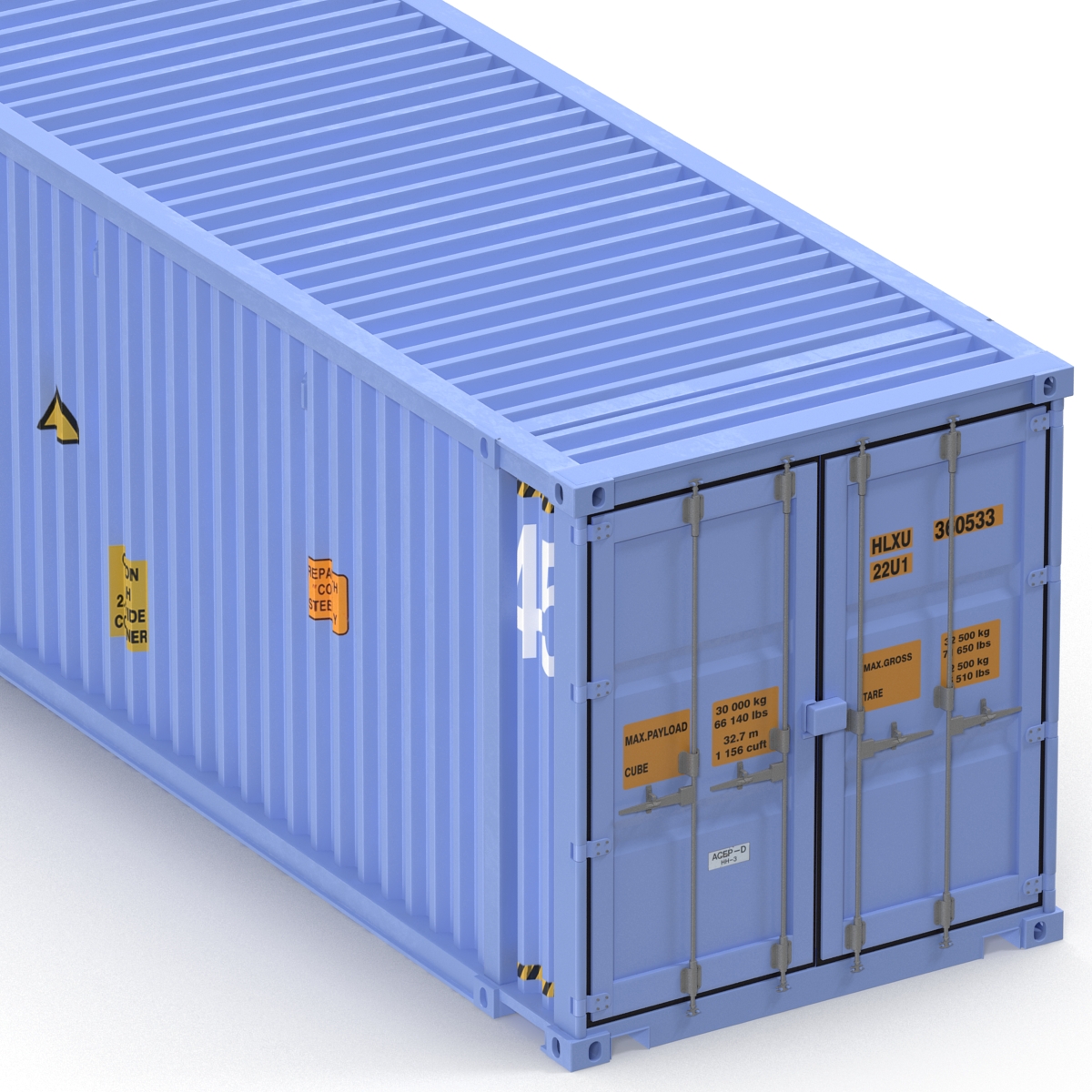 3D model 45 ft High Cube Container Blue