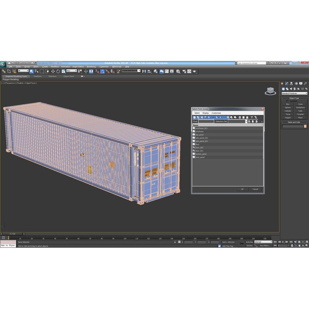 3D model 45 ft High Cube Container Blue