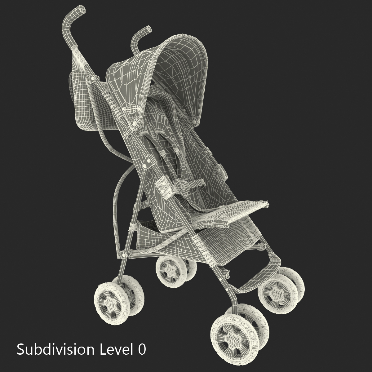 Baby Stroller Green 3D model