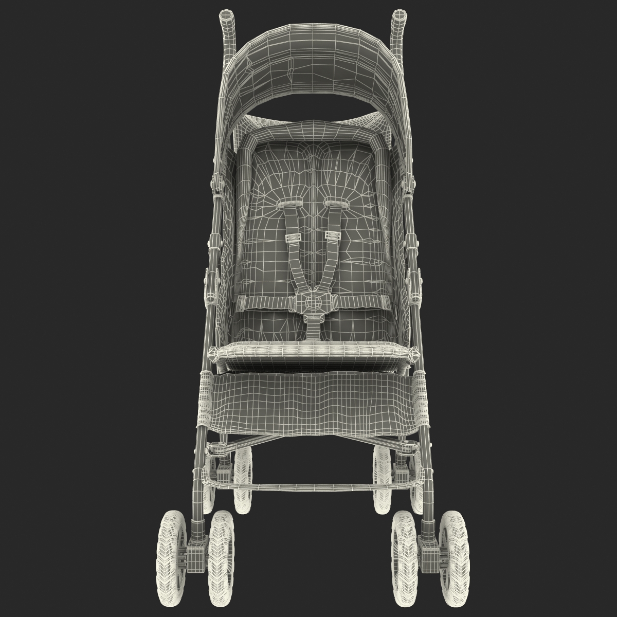 Baby Stroller Green 3D model