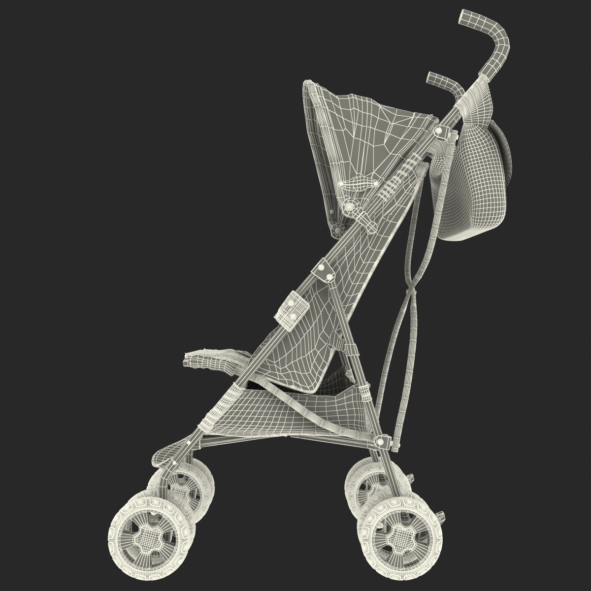 Baby Stroller Green 3D model