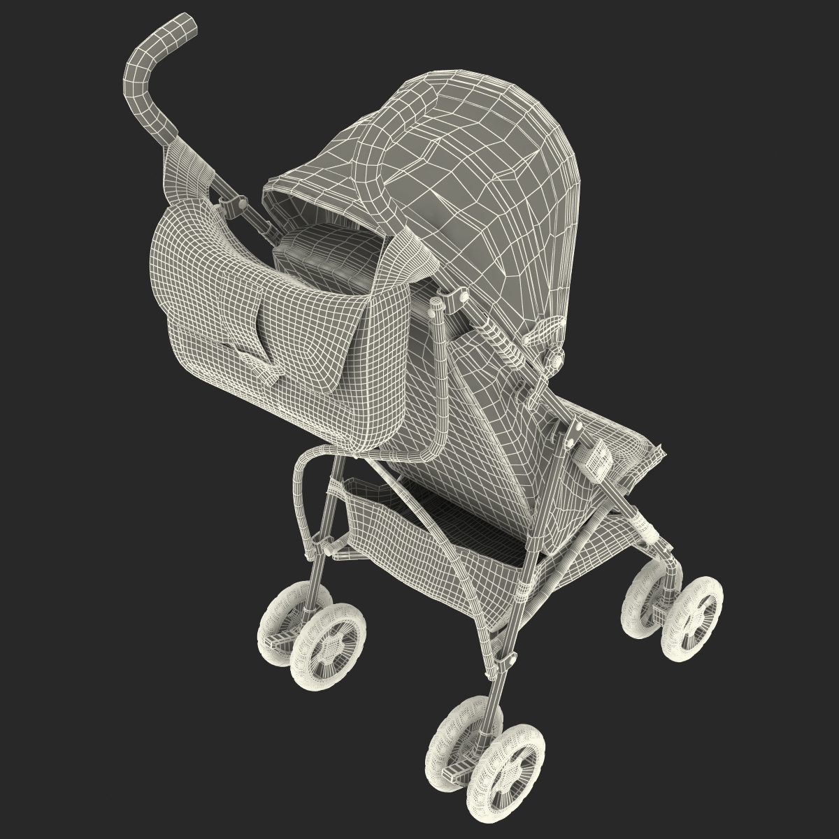 Baby Stroller Green 3D model