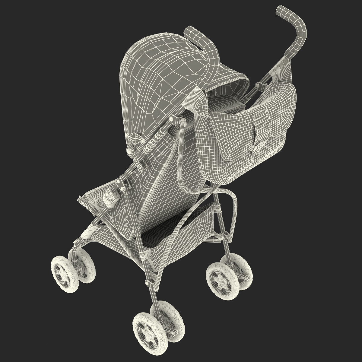 Baby Stroller Green 3D model