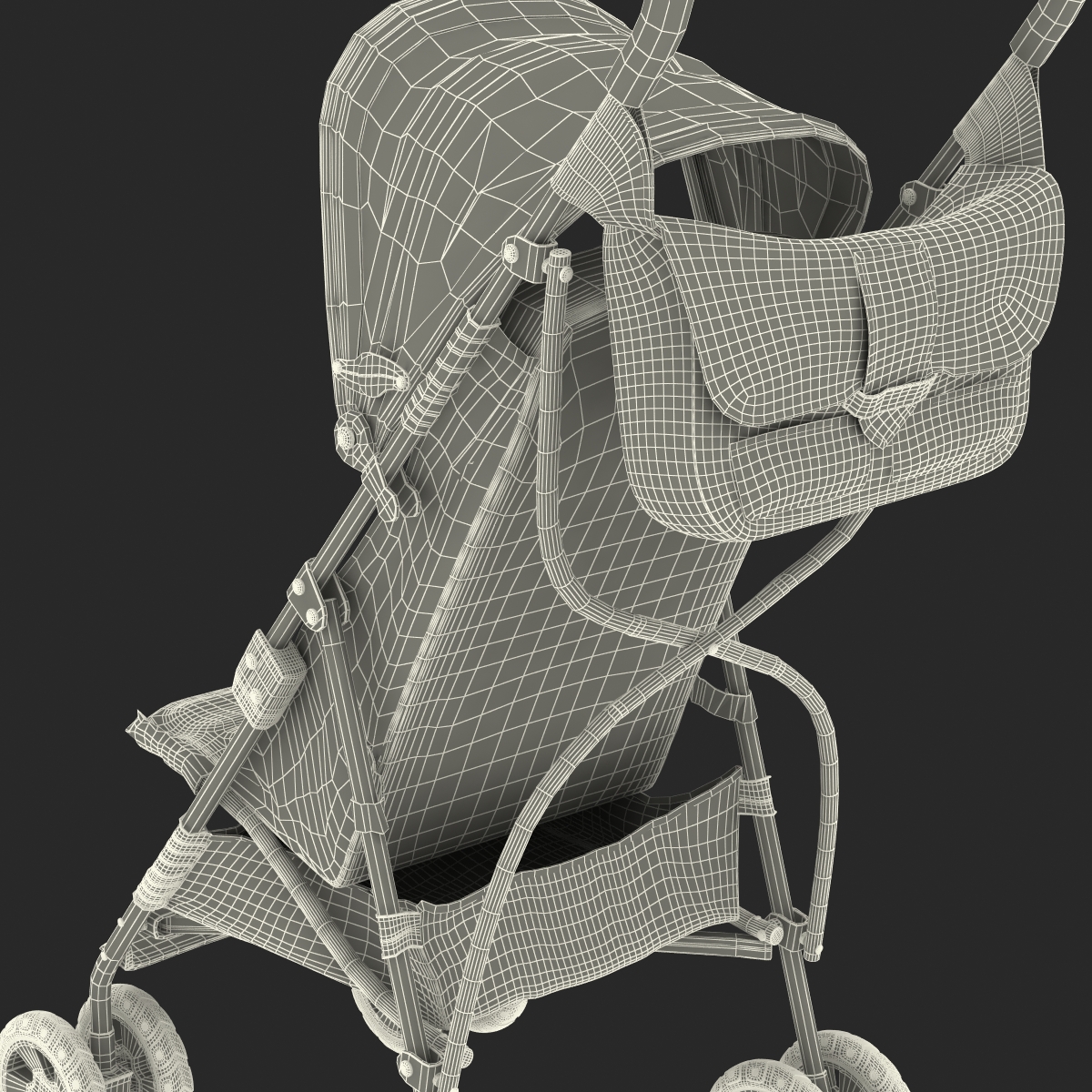 Baby Stroller Green 3D model