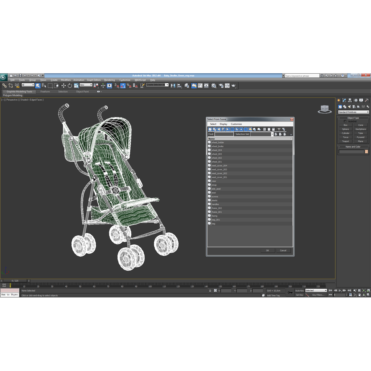 Baby Stroller Green 3D model