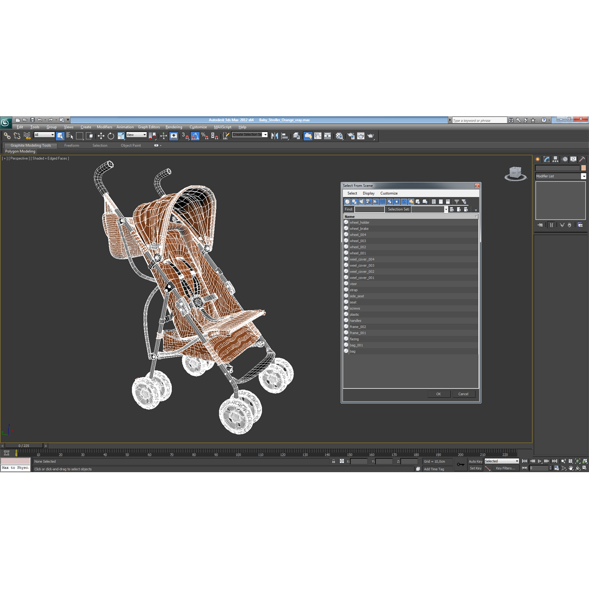 3D model Baby Stroller Orange