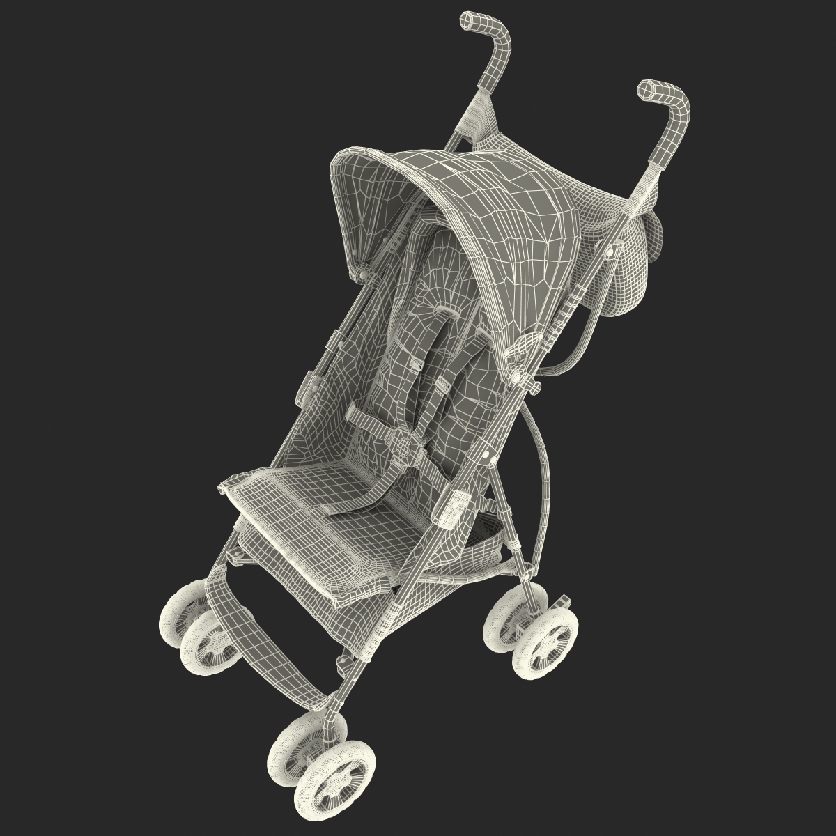 Baby Stroller Red 3D