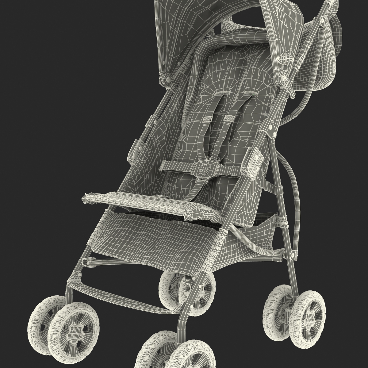 Baby Stroller Red 3D