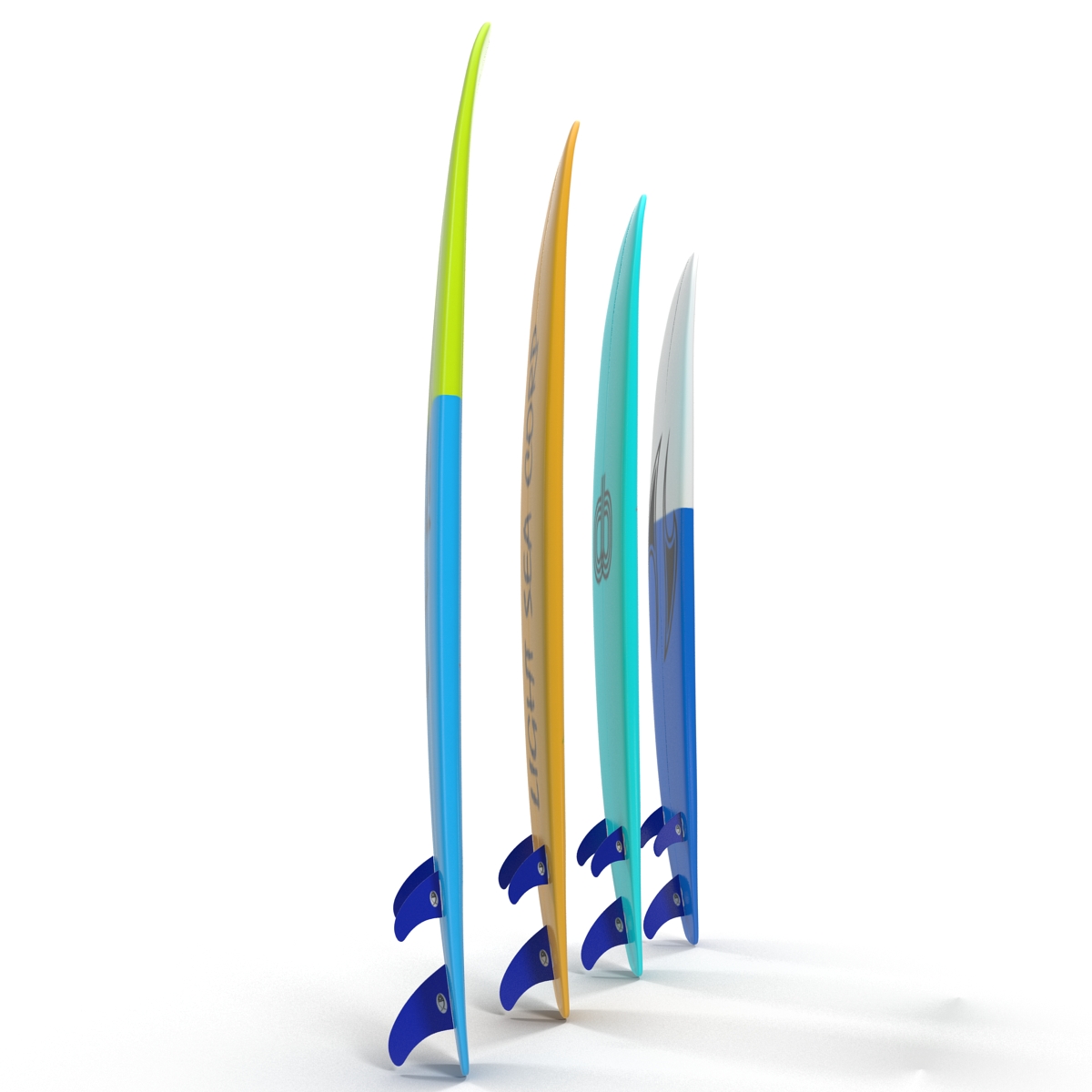 3D Surfboard Longboard Set model