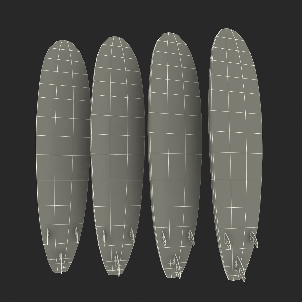 3D Surfboard Longboard Set model