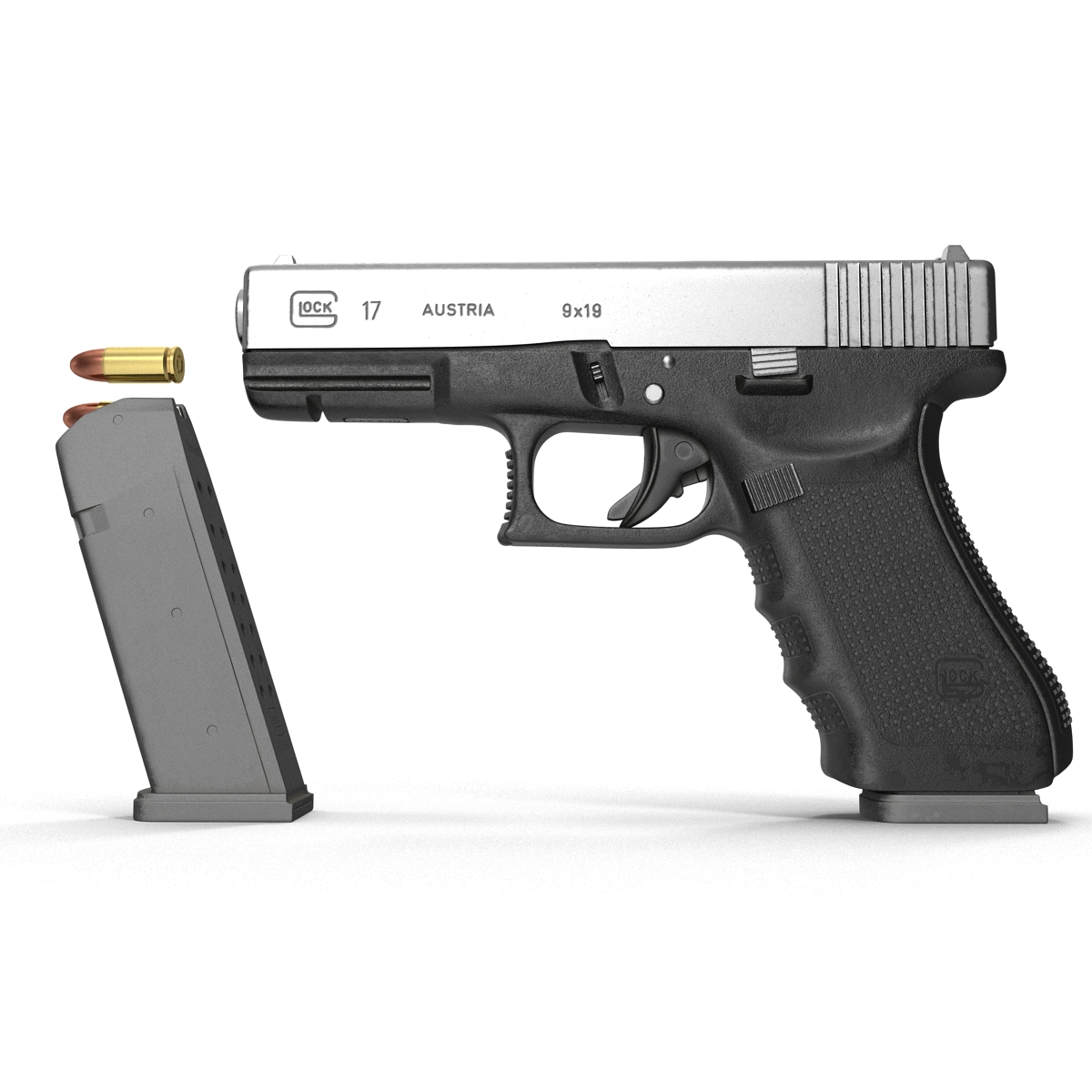 3D Glock 17 Semi Automatic Pistol Black