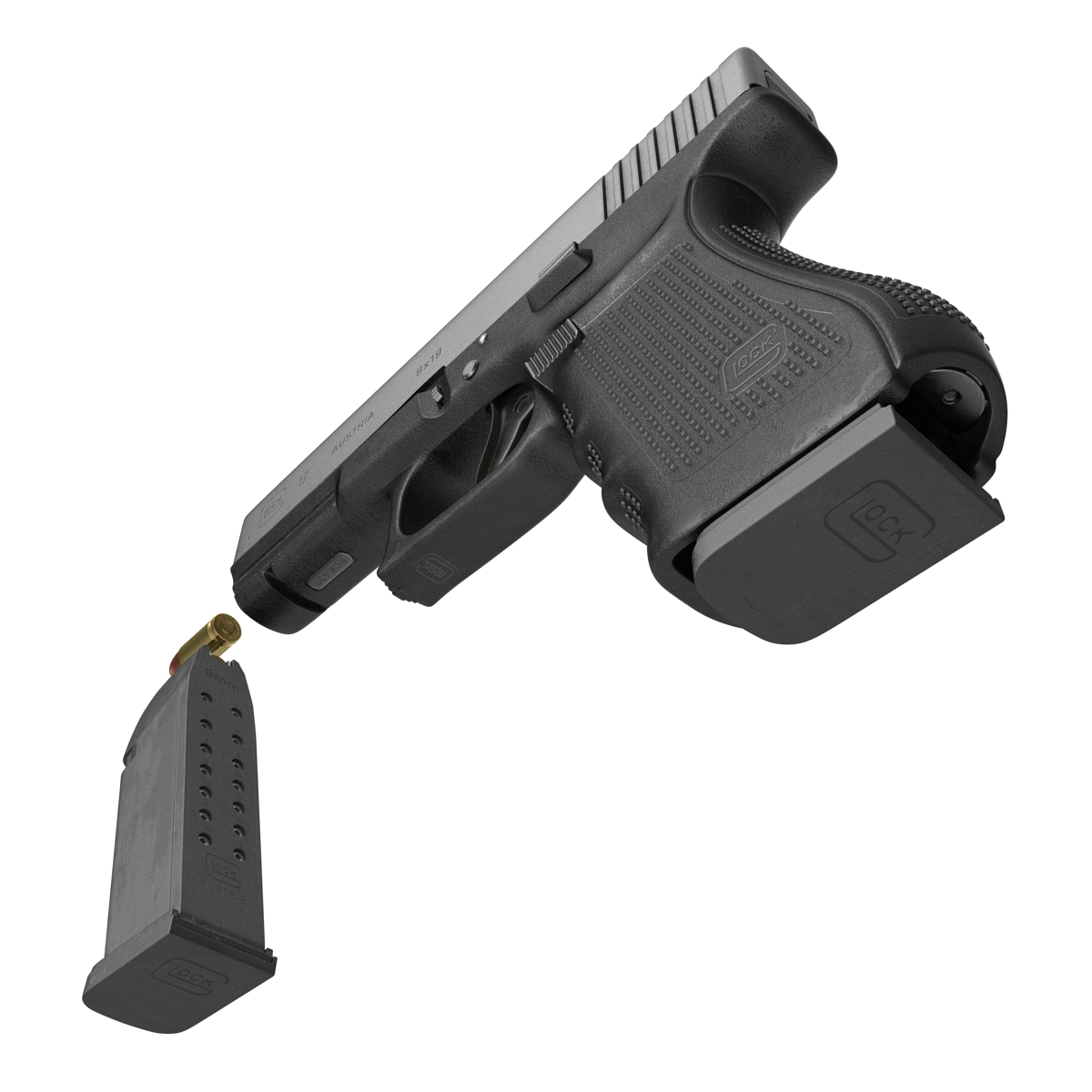 3D Glock 17 Semi Automatic Pistol Black