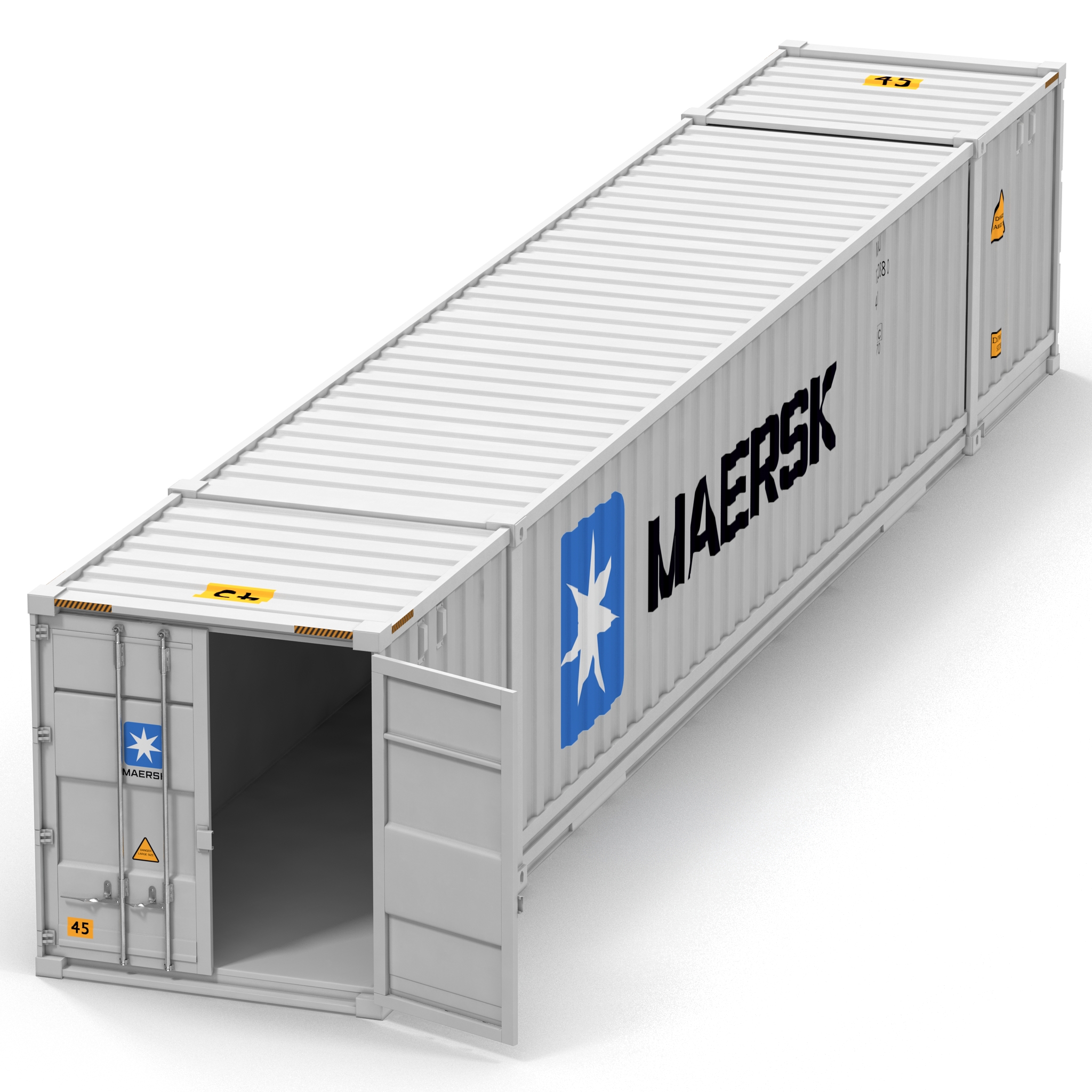 53 ft Shipping ISO Container White 3D model