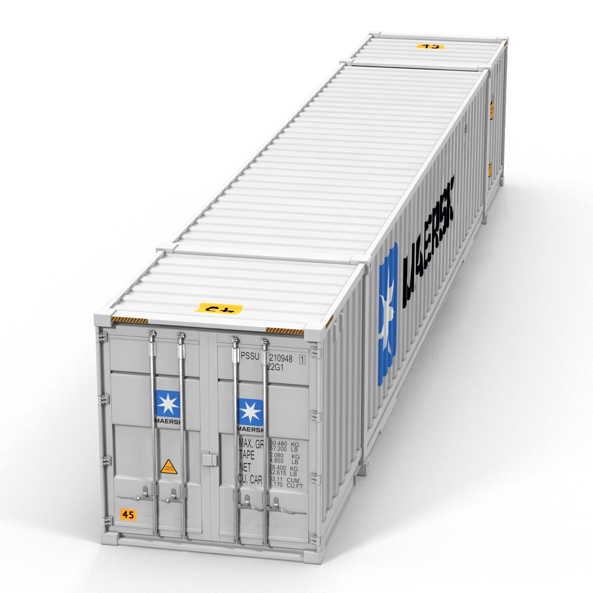 53 ft Shipping ISO Container White 3D model