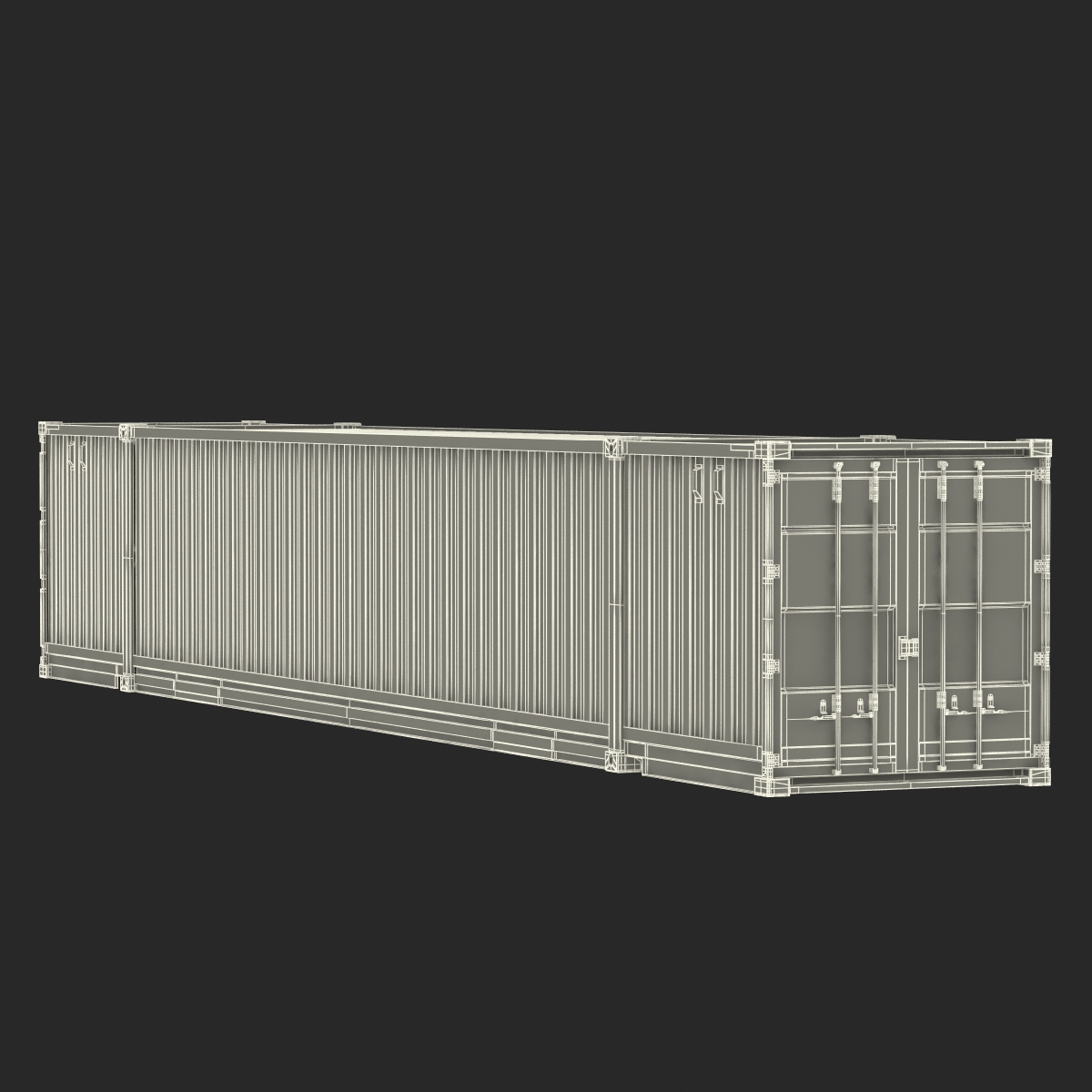 53 ft Shipping ISO Container White 3D model