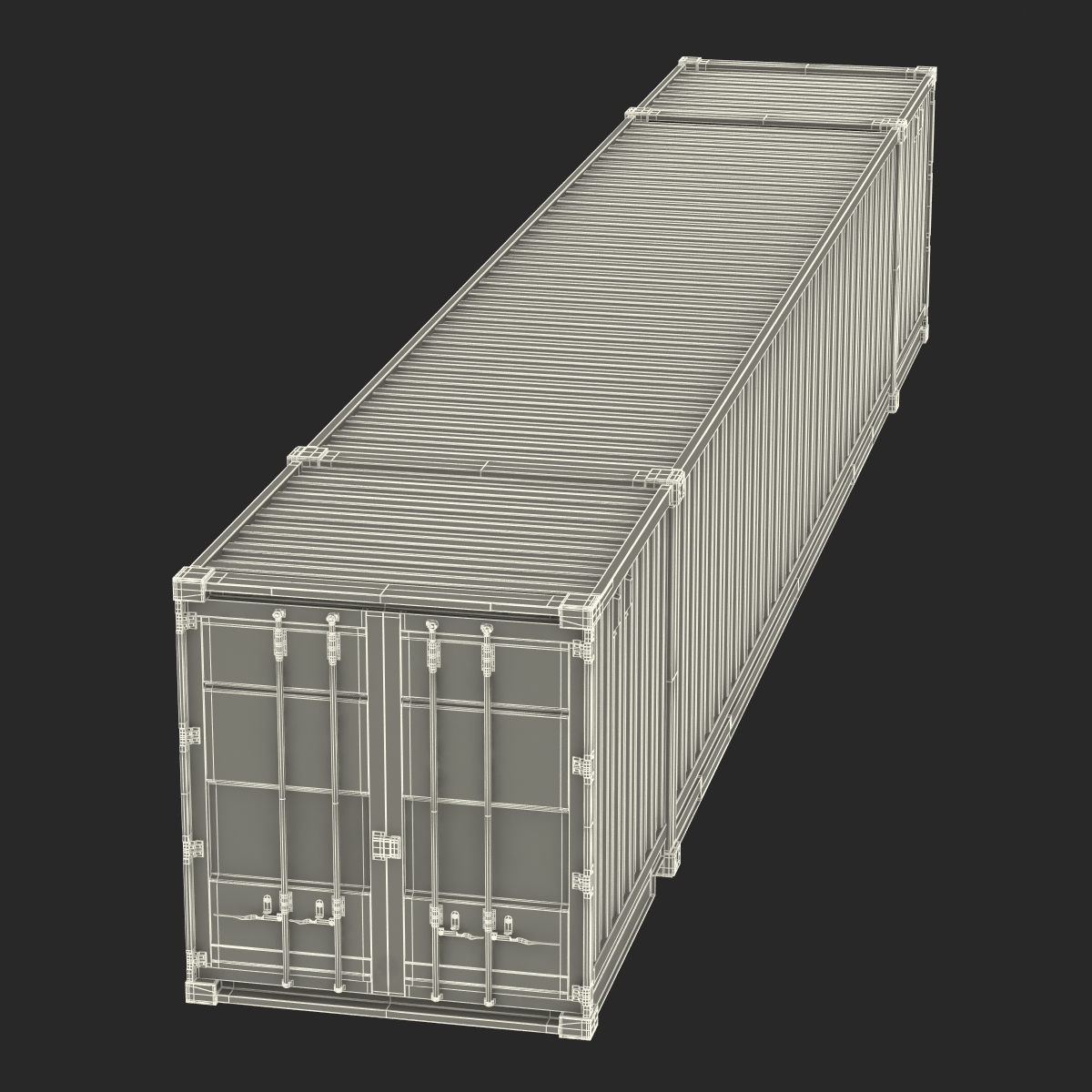 53 ft Shipping ISO Container White 3D model