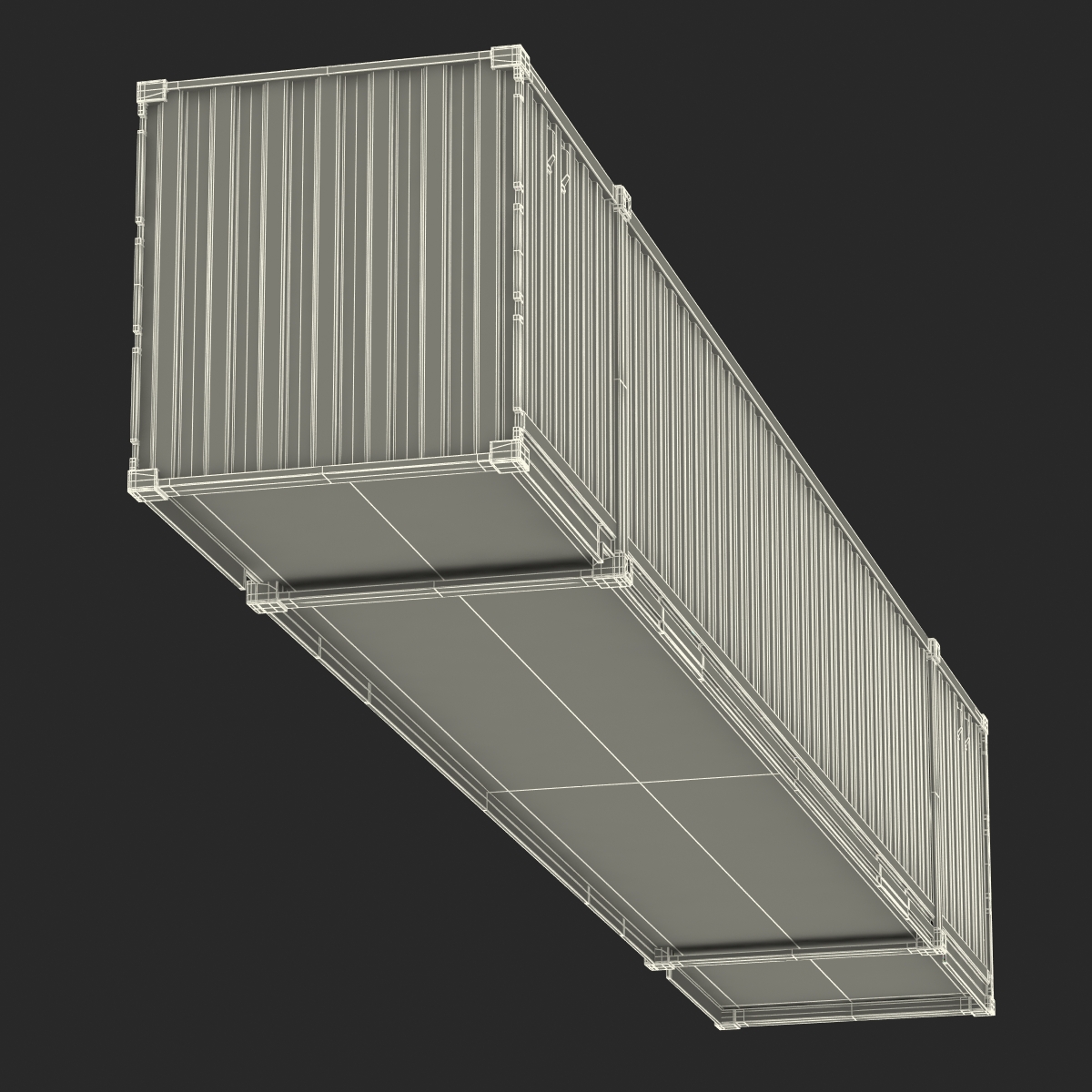 53 ft Shipping ISO Container White 3D model