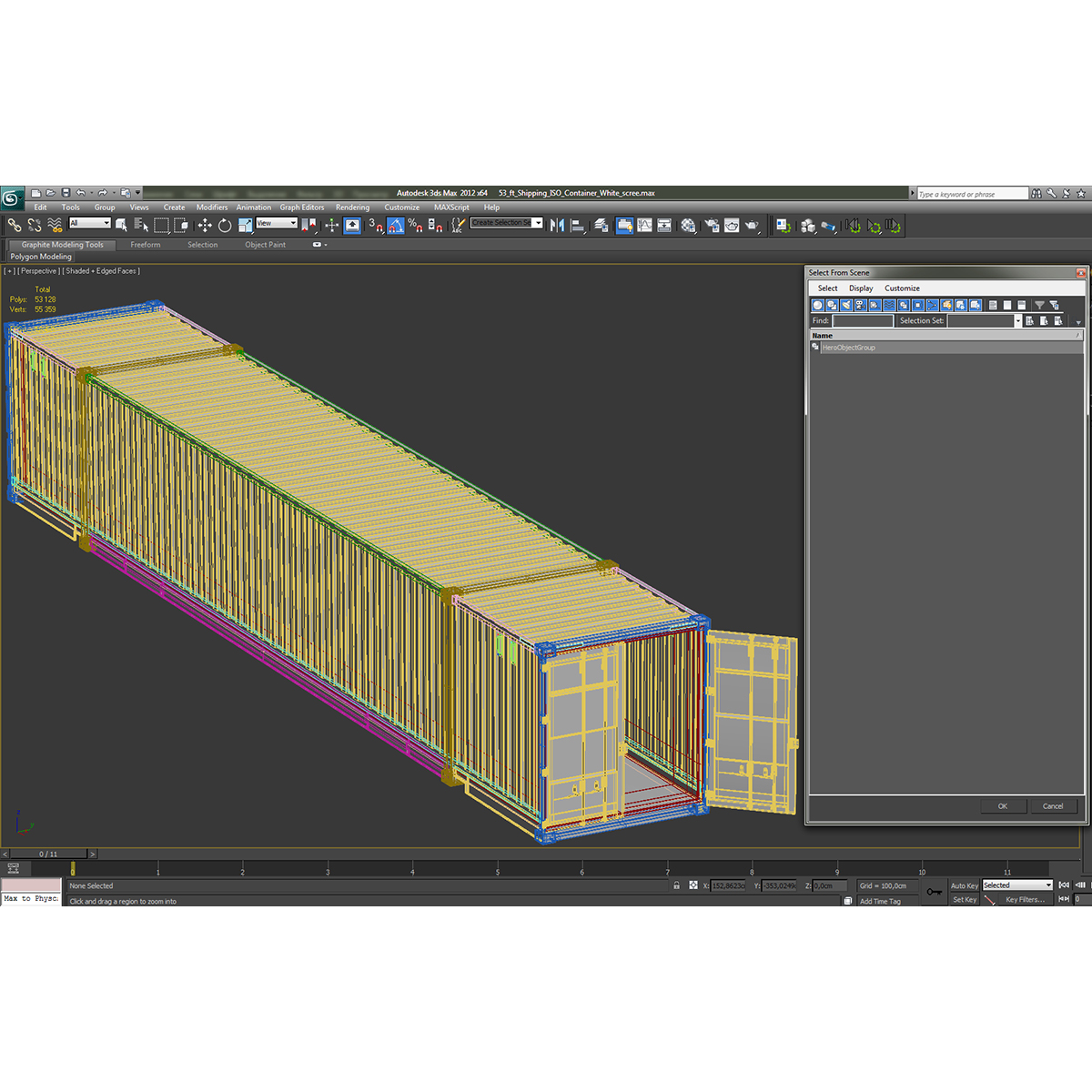 53 ft Shipping ISO Container Green 3D model