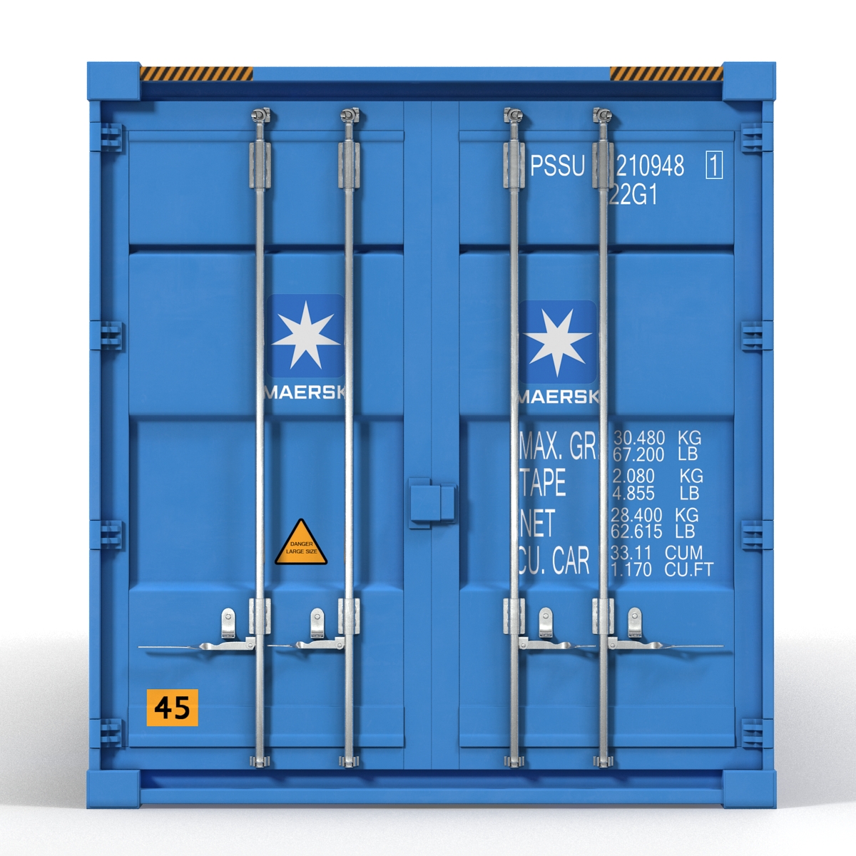 3D model 53 ft Shipping ISO Container Blue 2