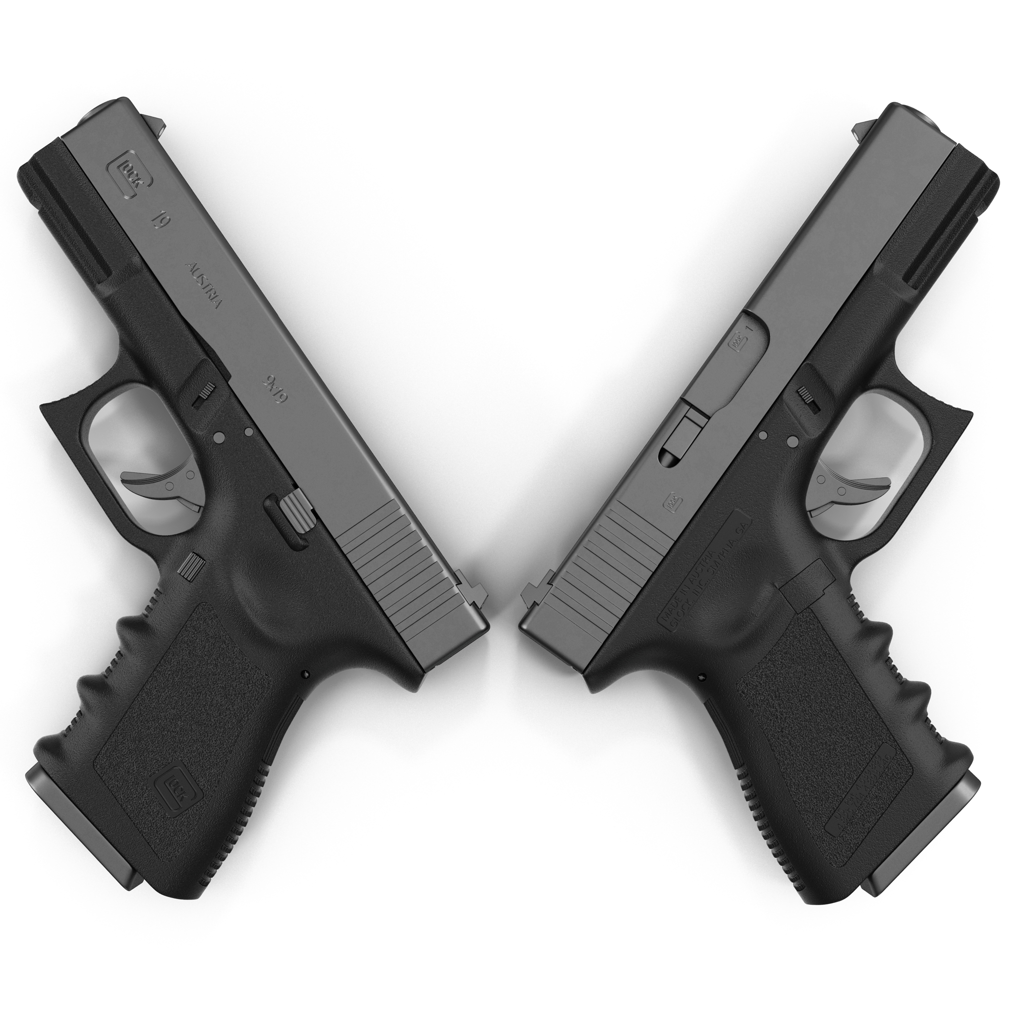 Compact Pistol Glock 19 Black 3D model