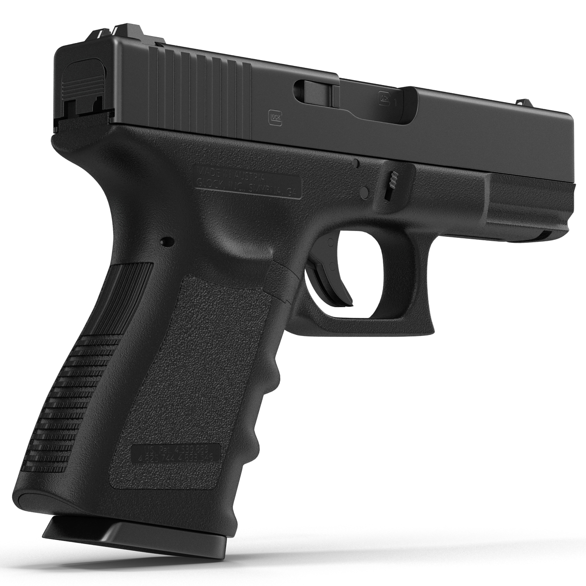 Compact Pistol Glock 19 Black 3D model