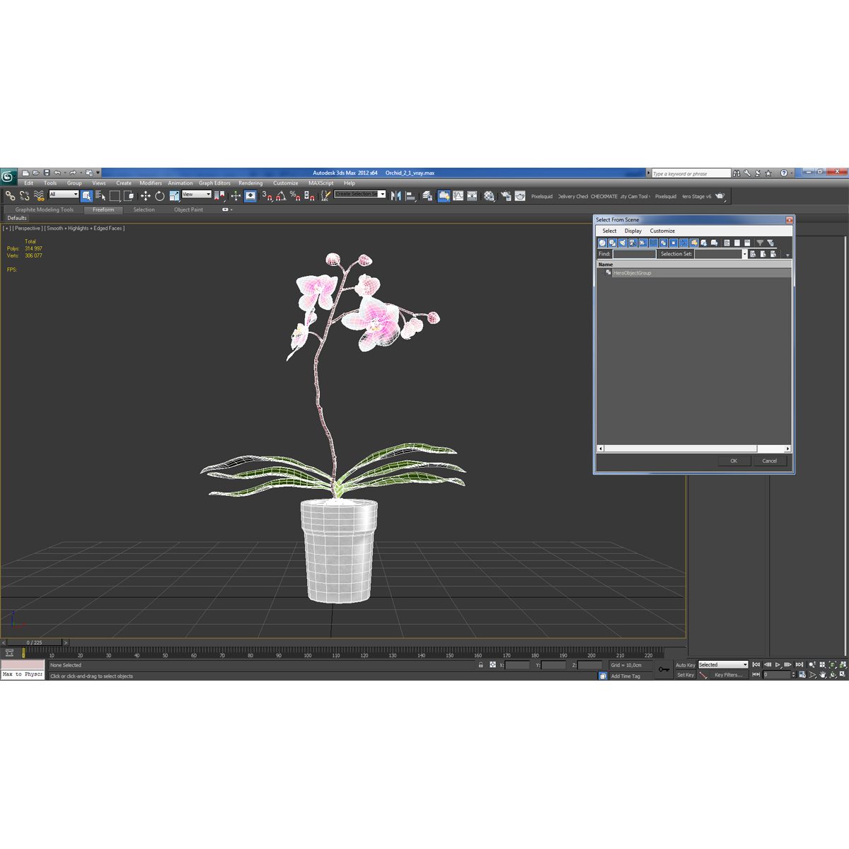 3D Orchid in Pot model