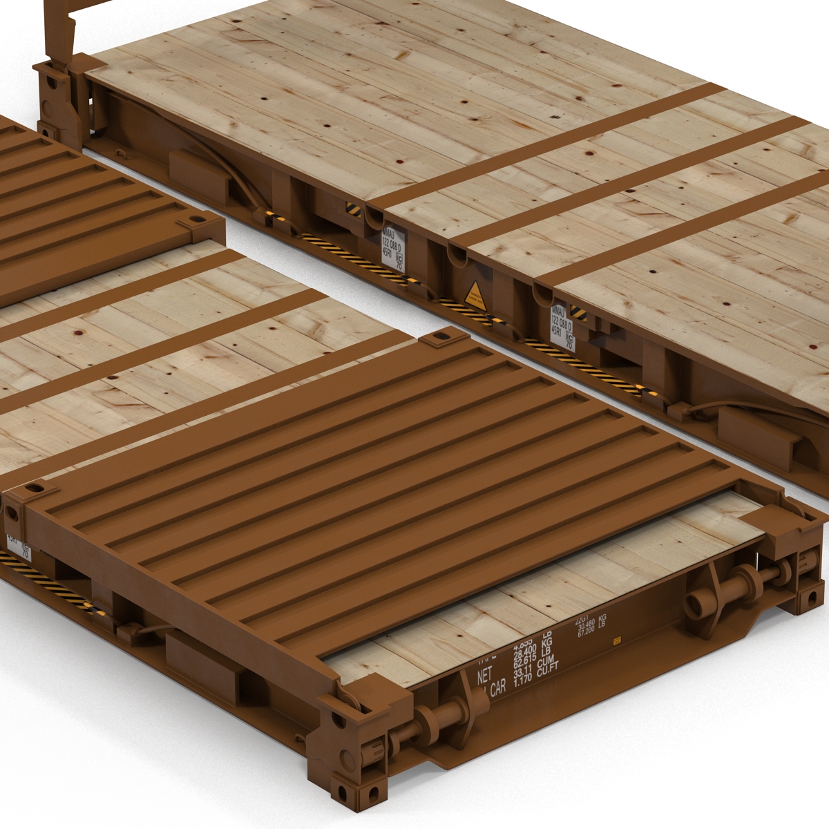 3D model Flat Rack Container Brown